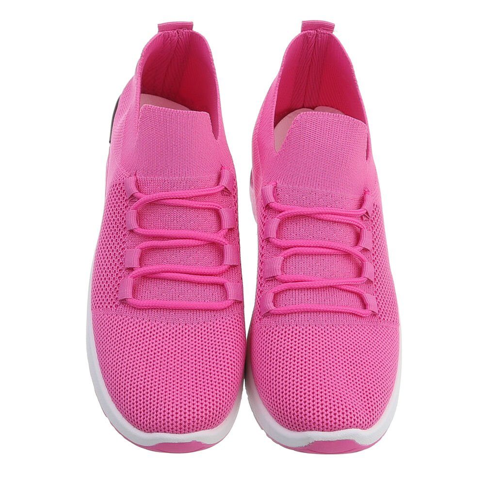 Pink Low-Top in Low Flach Sneakers Damen Sneaker Freizeit Ital-Design