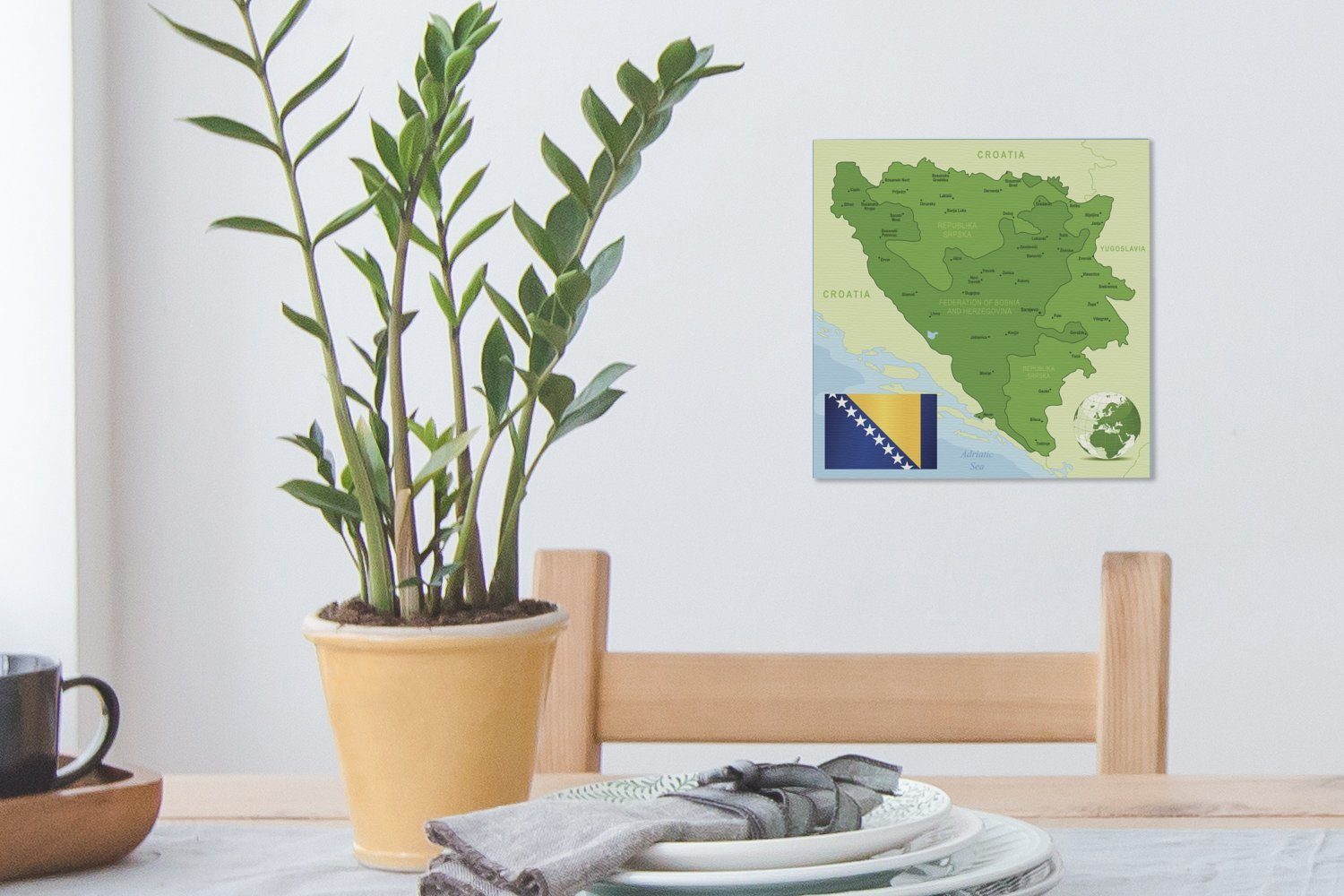 OneMillionCanvasses® Leinwand St), (1 Leinwandbild Farbe, von Bilder Bosnien grüner in Wohnzimmer für Herzegowina Schlafzimmer Illustration und