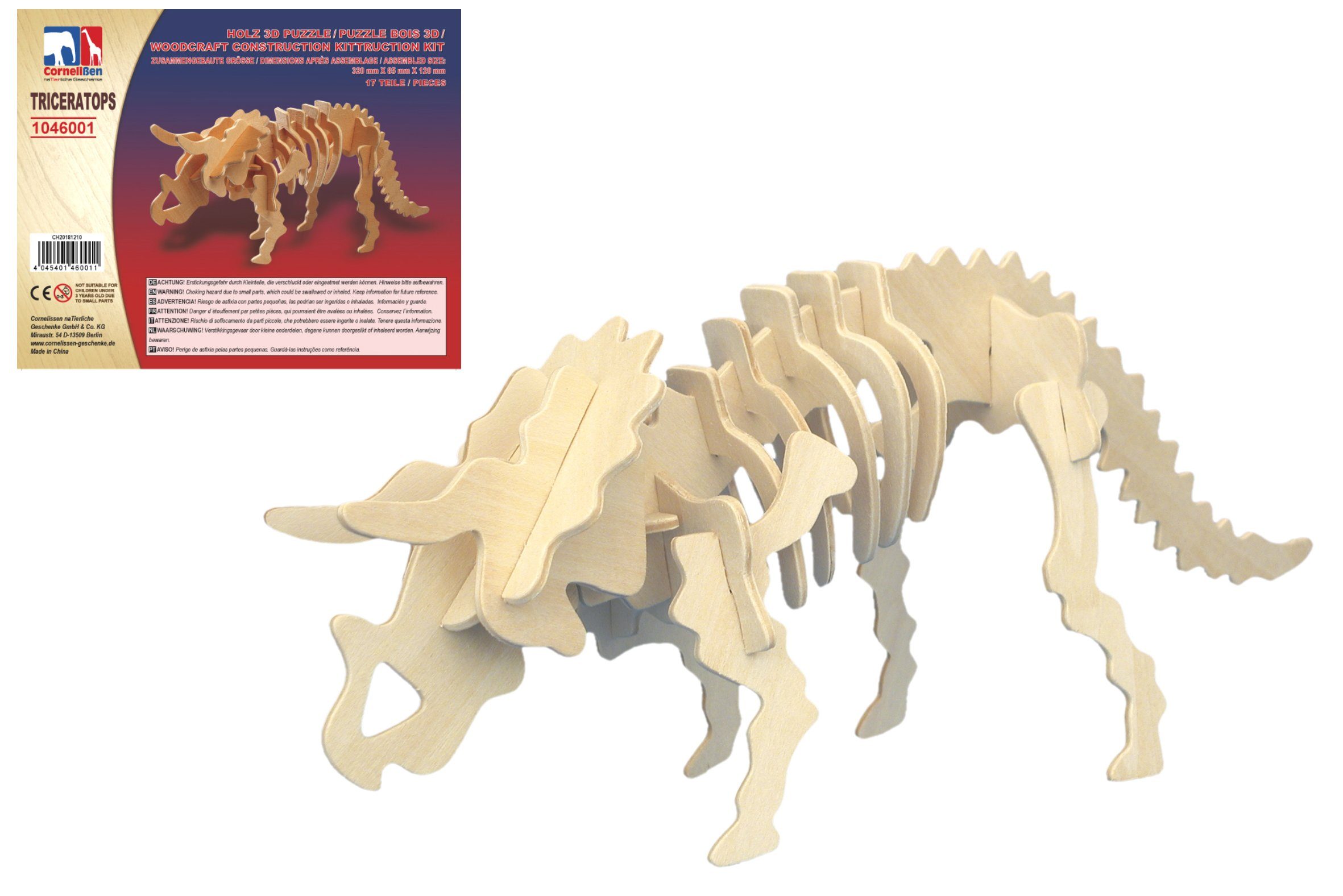 Cornelißen 3D-Puzzle Holz 3D Puzzle - Triceratops, Puzzleteile