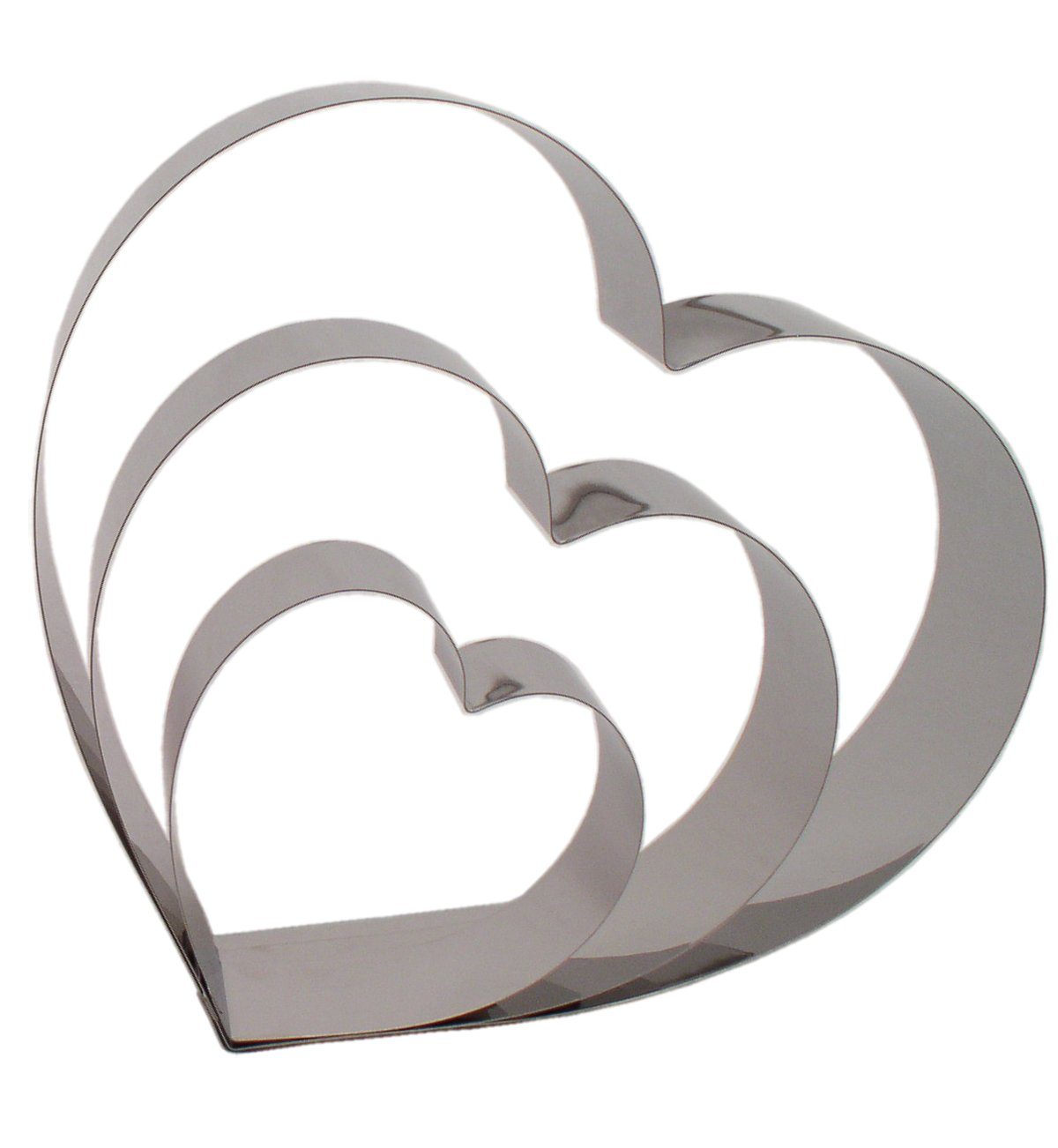 LARES Herzkuchenform 6002, Herzbackform Set 3-tlg., aus rostfreiem Edelstahl, Made in Germany