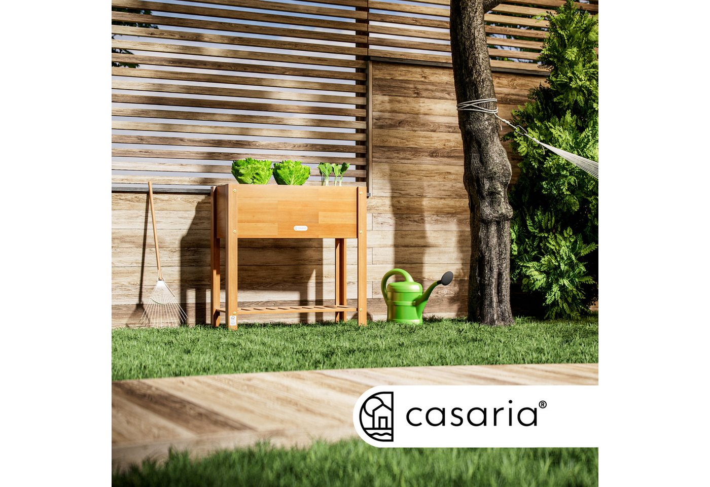 Thumbnail - Casaria Pflanzentreppe, FSC®-zertifiziert Akazie 68x30x75cm 2stufig Folie Ablageboden Braun