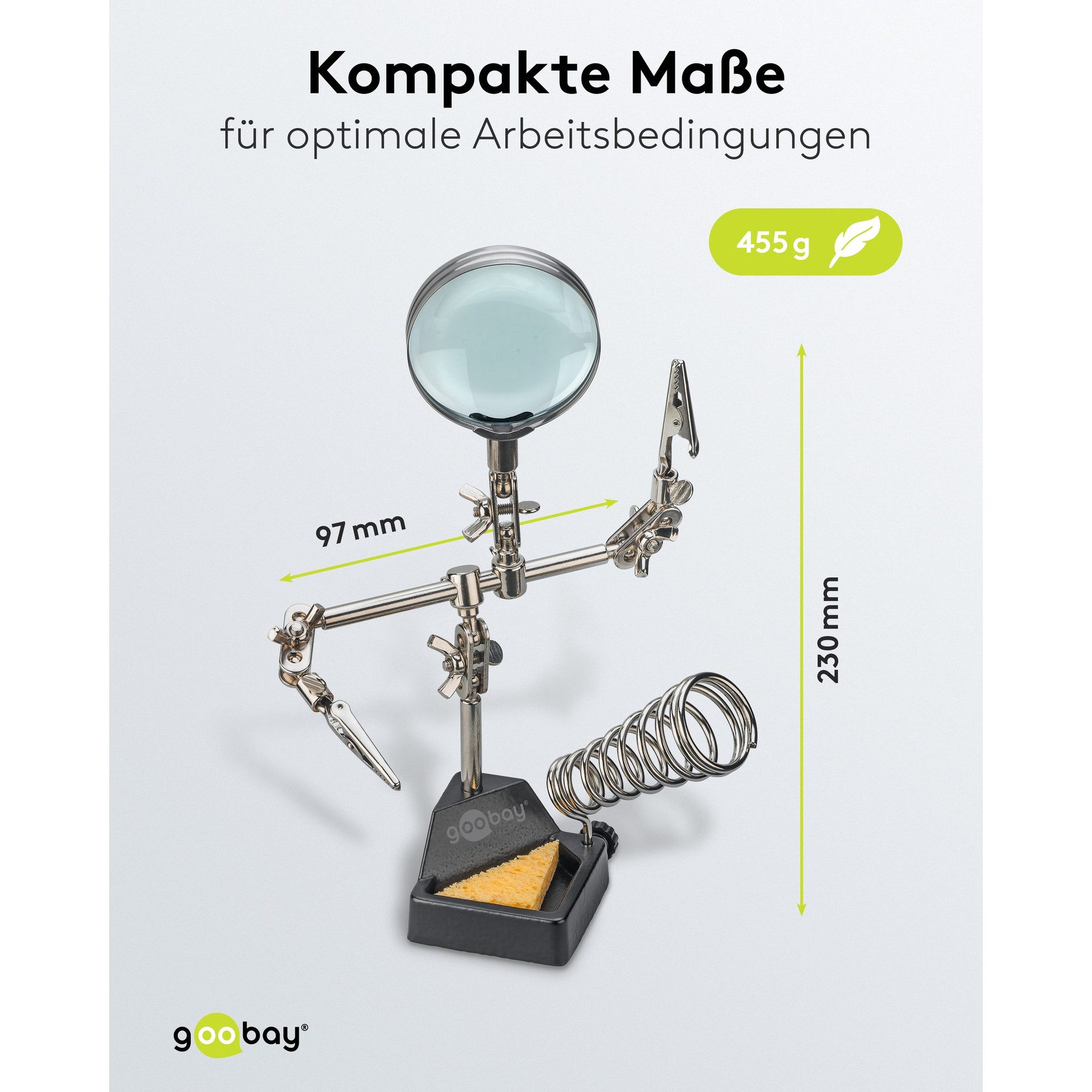 Goobay Klemmhalter GOOBAY Dritte Hand, 76560, mit Lupe und Lötkolbenständer