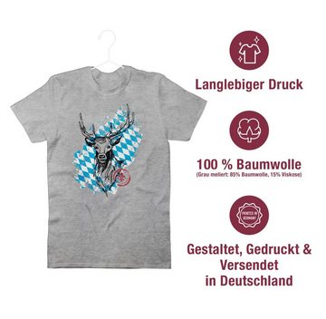 Shirtracer T-Shirt Hirsch mit bayrischem Wappen Mode für Oktoberfest Herren