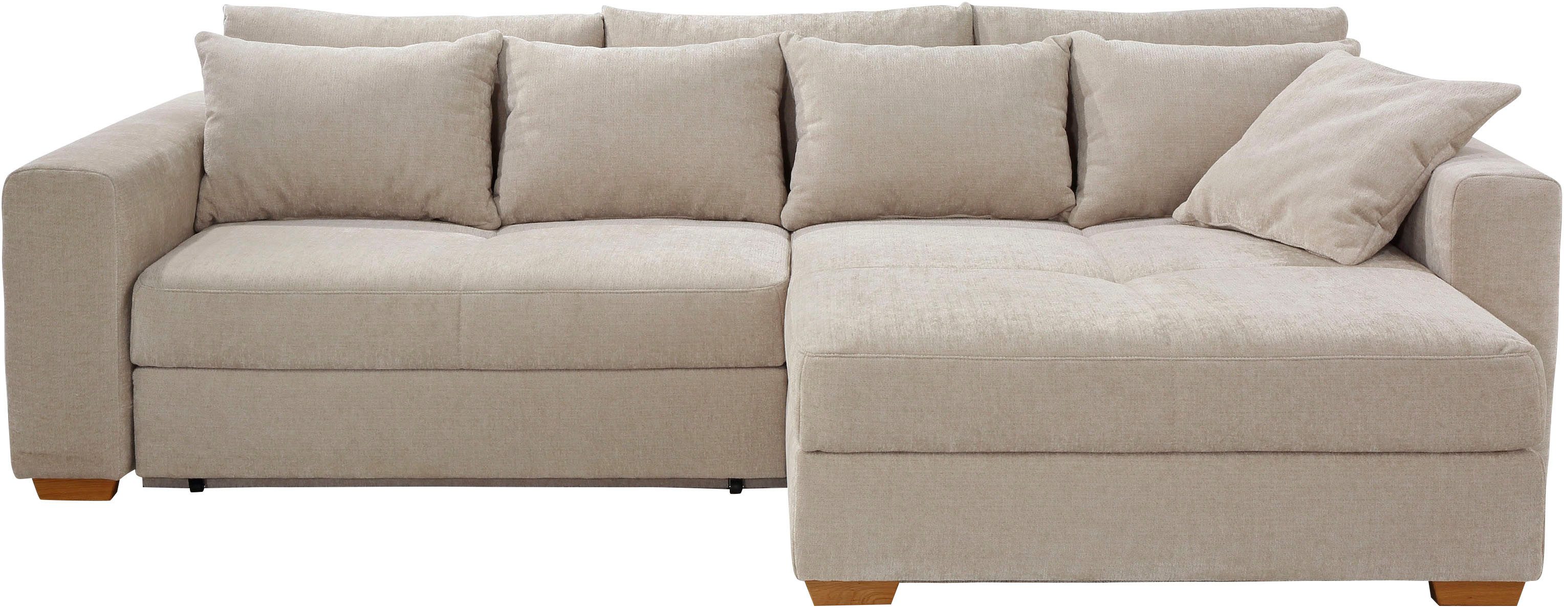 Jockenhöfer Gruppe Ecksofa Kampen L-Form, B: 288 cm, Liegefl. 153x245 cm, mit Bettfunktion, Bettkasten & Zierkissen, Federkern