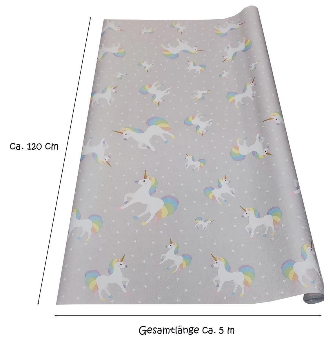 PAPSTAR Tischdecke Papiertischdecke Einhorn Motiv 5000x1200mm, bunt 1 Stück (Rolle 1-tlg, Papiertischdecke), Papiertischdecke Mädchenparty Einhornparty Mottoparty Einmaltischdecke