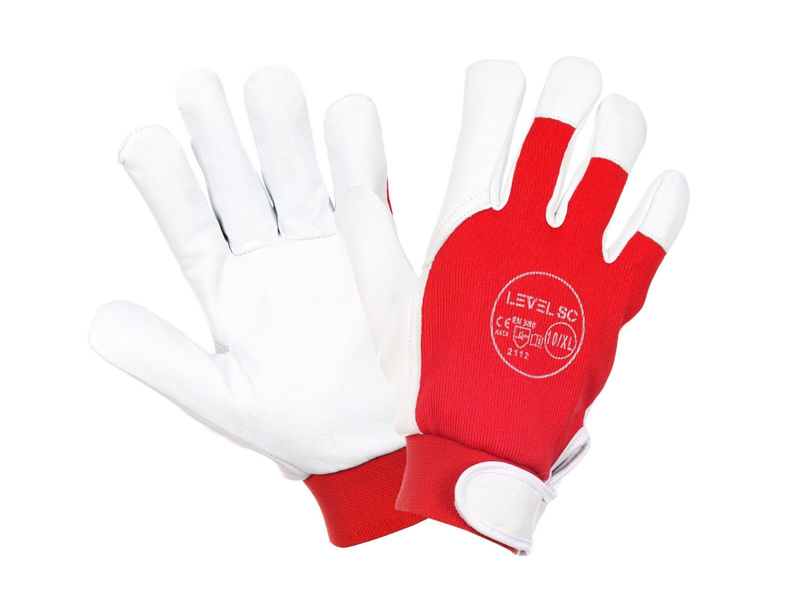 Level Arbeitshandschuhe 12 Paar Montagehandschuhe Leder Klettverschluss Arbeitshandschuhe