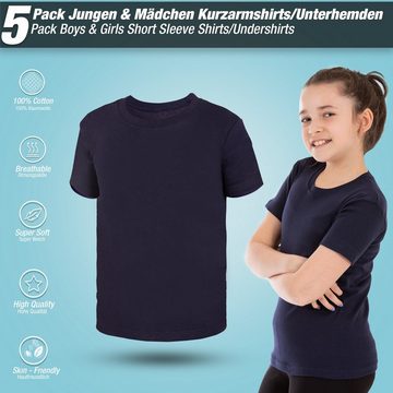 LOREZA Unterhemd 5er Set Jungen & Mädchen Kurzarm Unterhemden - Feinripp - Bunt (Spar-Packung, 5-St)