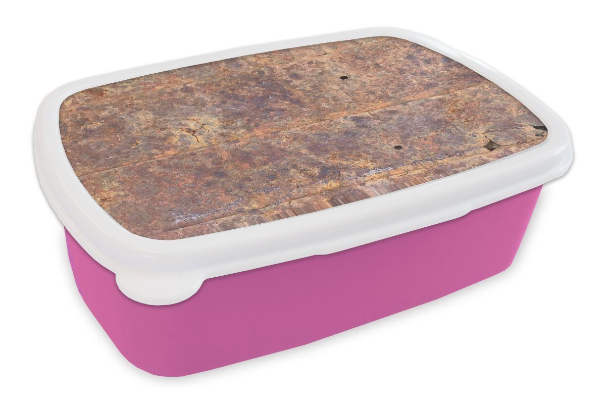 MuchoWow Lunchbox Bleche Kunststoff Mädchen, Snackbox, - Erwachsene, Kinder, Brotbox Brotdose rosa - (2-tlg), Stahl, Kunststoff, für Rost