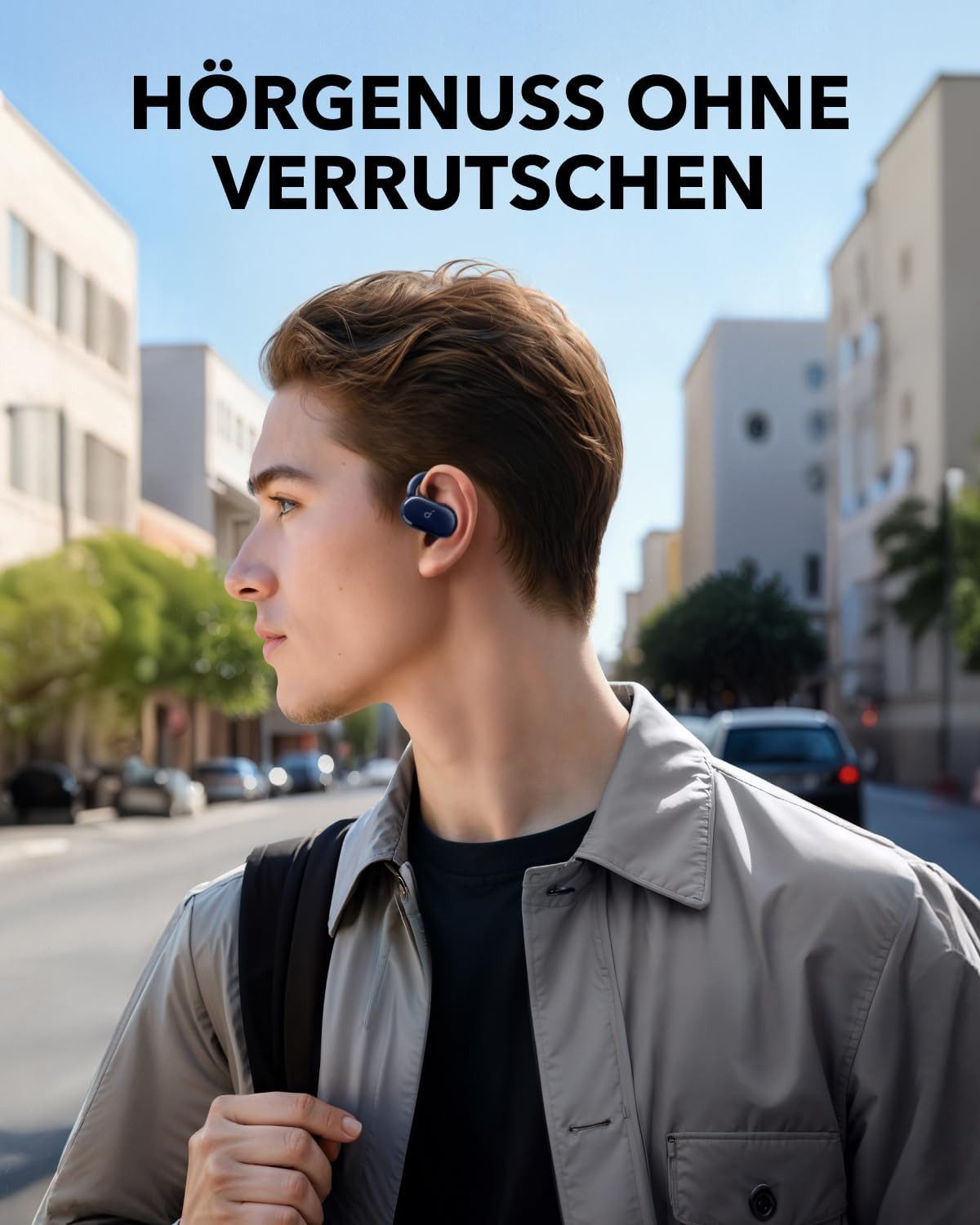SoundCore by Anker V20i verstellbare Ohrhaken, BT 5.4 Open-Ear-Kopfhörer (Google Assistant, Siri, KI-gestützte Geräuschunterdrückung, BassUp™-Technologie)