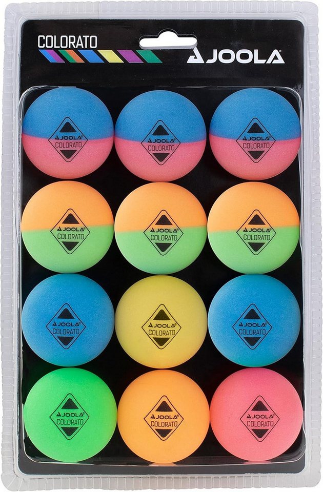Joola Tischtennisball Tischtennis Ballset Colorato mit 12 bunten Bällen, Tischtennis Bälle Tischtennisball Ball Balls