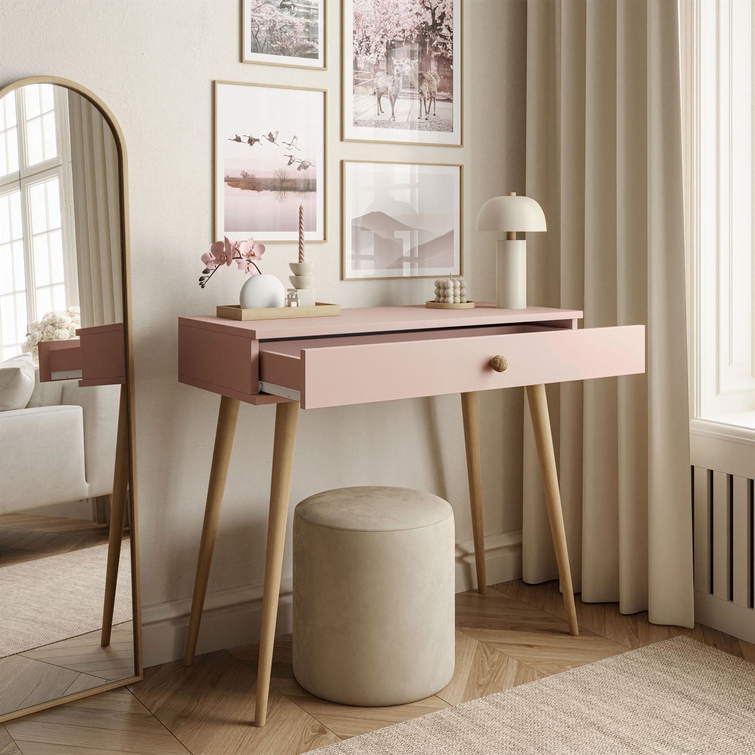 Lookway Konsolentisch HARMONY elegante Konsole im skandinavischen Stil mit Schublade (1x Konsole), Breite: 90 cm