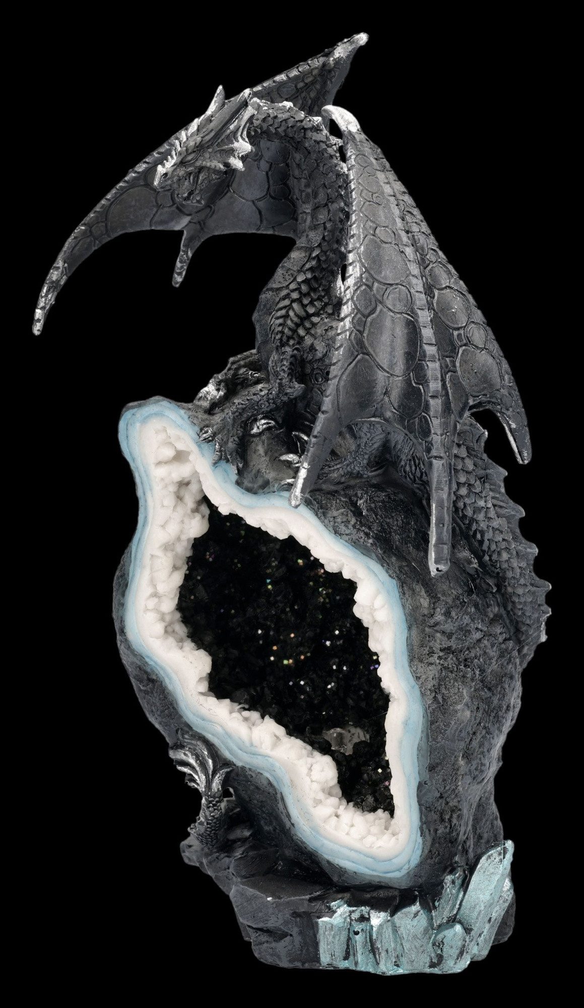 Figuren Shop GmbH Fantasy-Figur Drachen Figur Wächterdrache Midnight Custodian Fantasy 20 cm Dekofigur