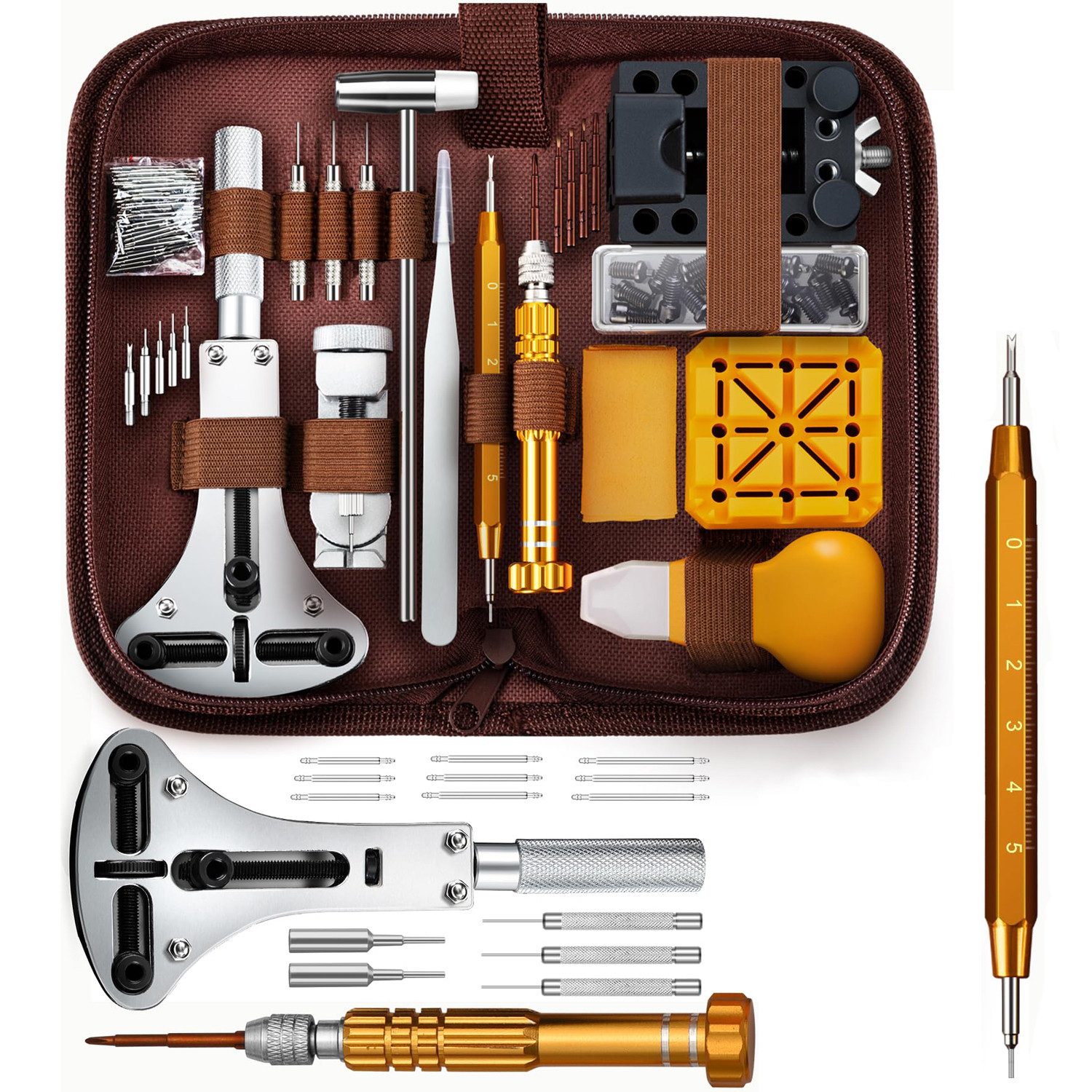 Coonoor Reparatur-Set Uhrenreparatur-Set mit Gehäuseöffner, Armbandentferner & Werkzeug, 149-St., für Batteriewechsel, Armbandkürzung & Wartung