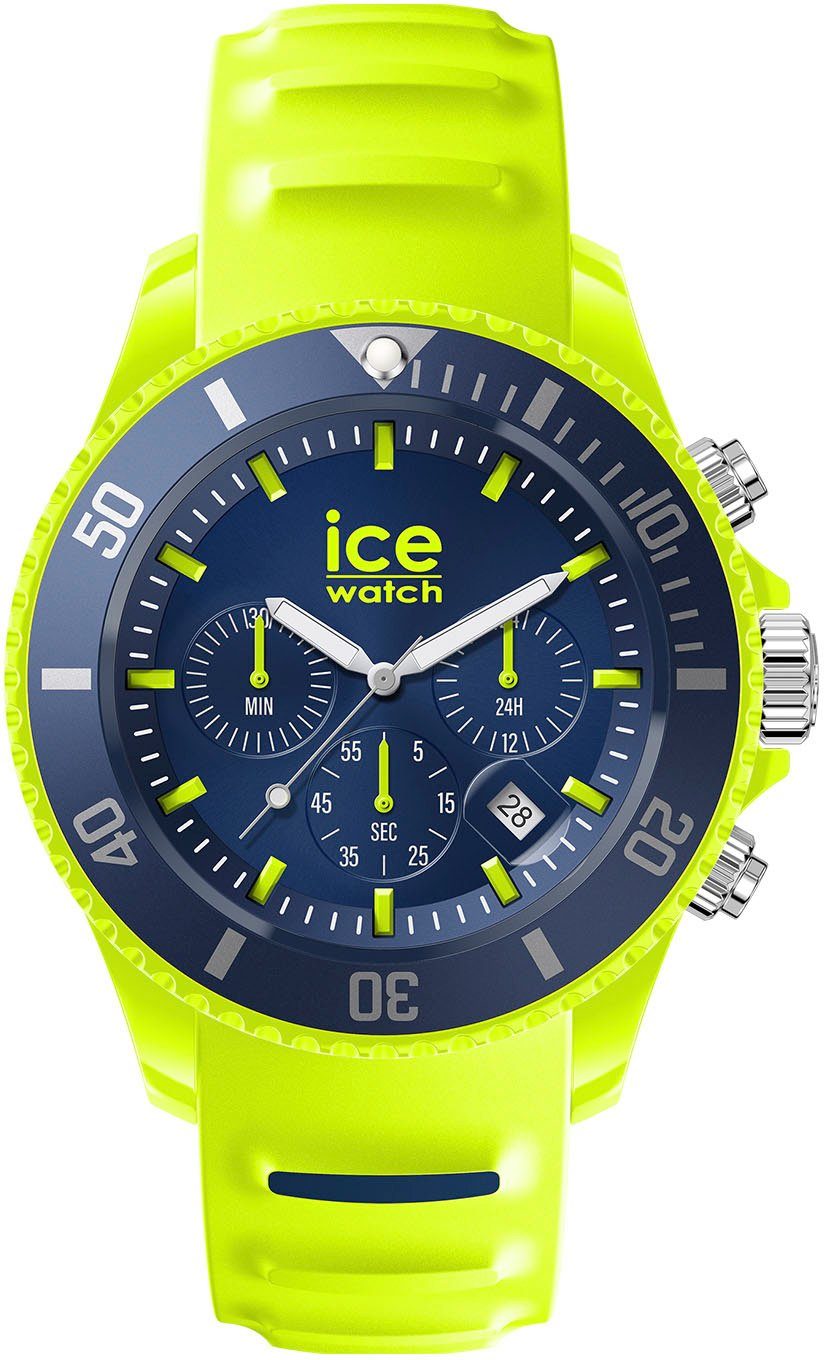 ice-watch Chronograph ICE chrono - Yellow blue - Medium - CH 021594, Quarzuhr, Armbanduhr, Herren, Datum, Stoppfunktion, 12/24-Std.-Anzeige