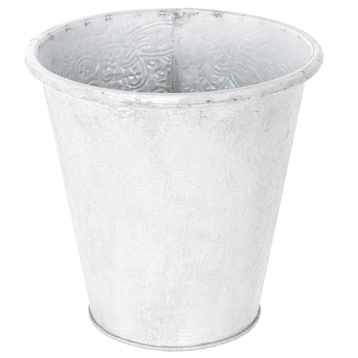 Florists Products Übertopf Metallpflanztopf Weiß mit Ornamenten - Dekotopf Shabby Chic