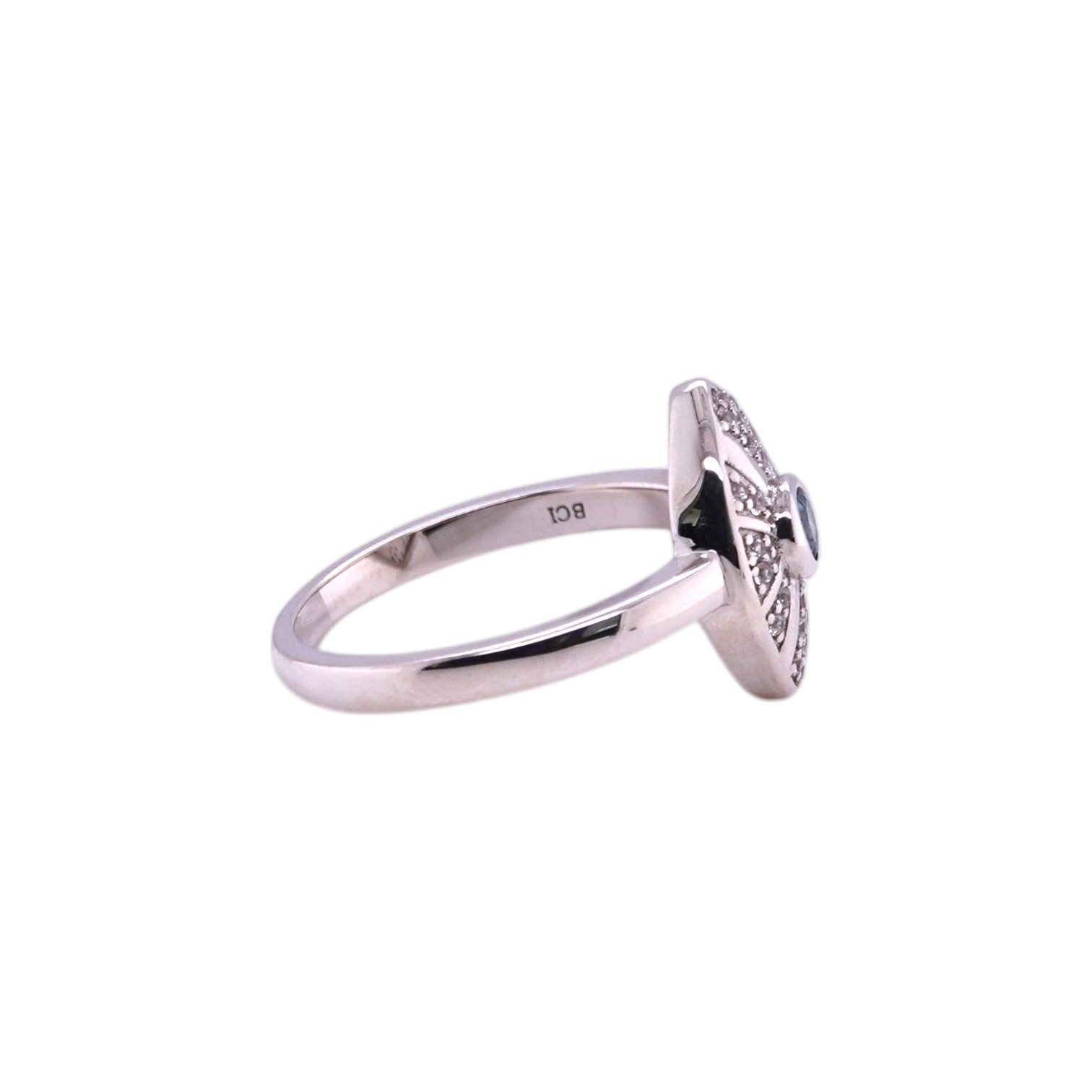 Sogni d'oro Fingerring mit paraibafarbenem Apatit und Zirkonen, Silber 925