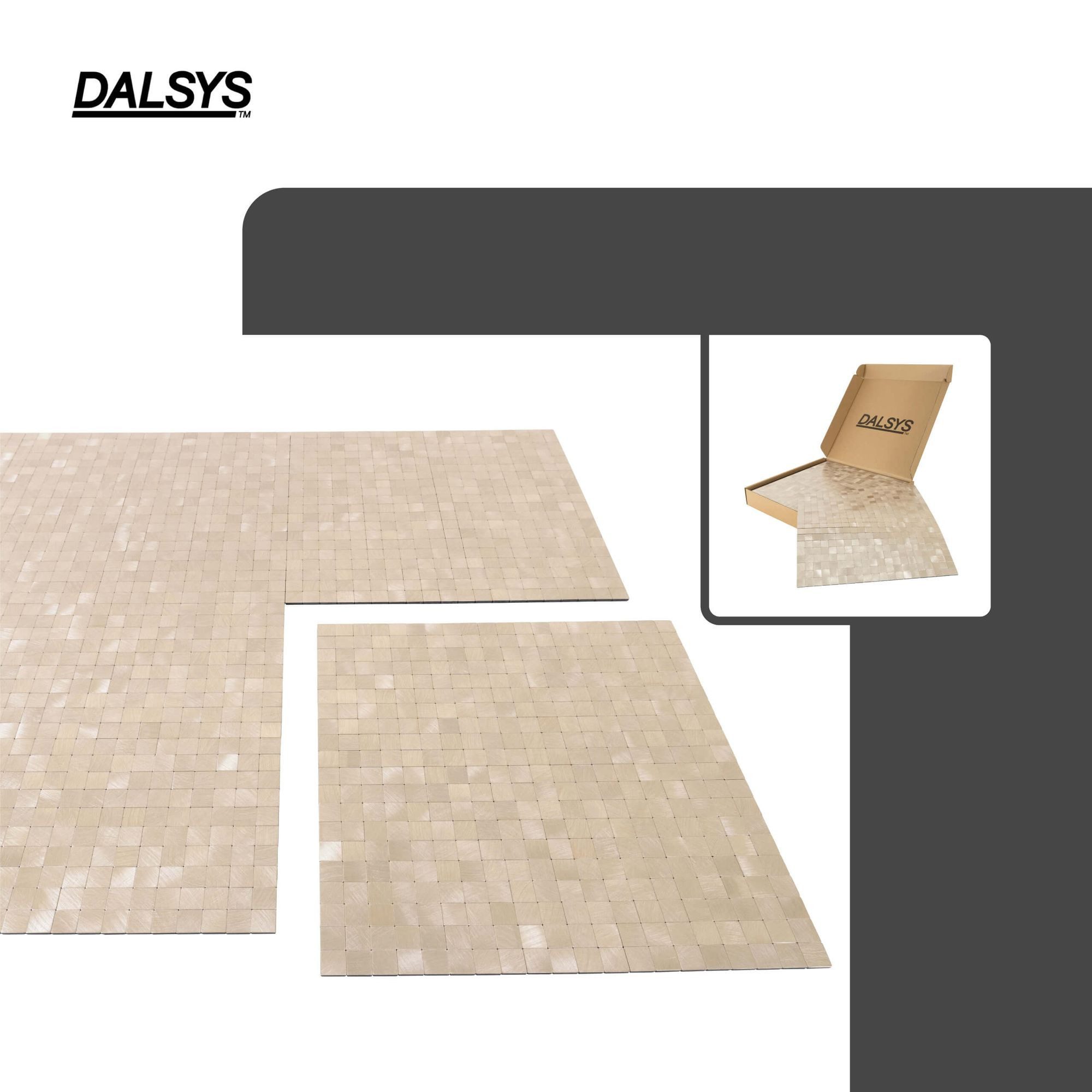 Dalsys Wandpaneel 1m² 11 Stück selbstklebend, BxL: 30.6x30.6 cm, (Aluoptik Gold / Champagne Mosaikfliesen, 11-tlg., Wandfliese) feuchtigskeitsbeständig, einfach – Bild 3 von 5