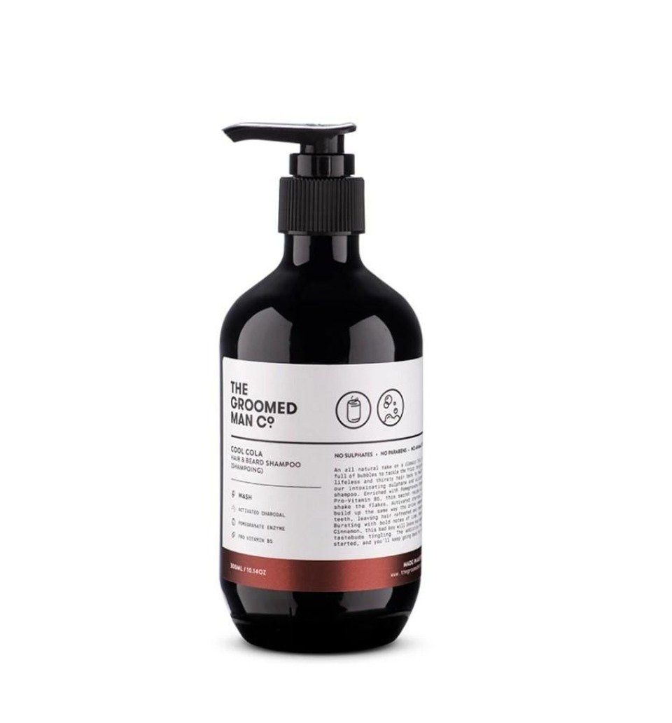 Groomed Man Bartshampoo Haar & Bart Shampoo Cool Cola 300 ml, 1-tlg., sulfat- und silikonfrei, mit Aktivkohle