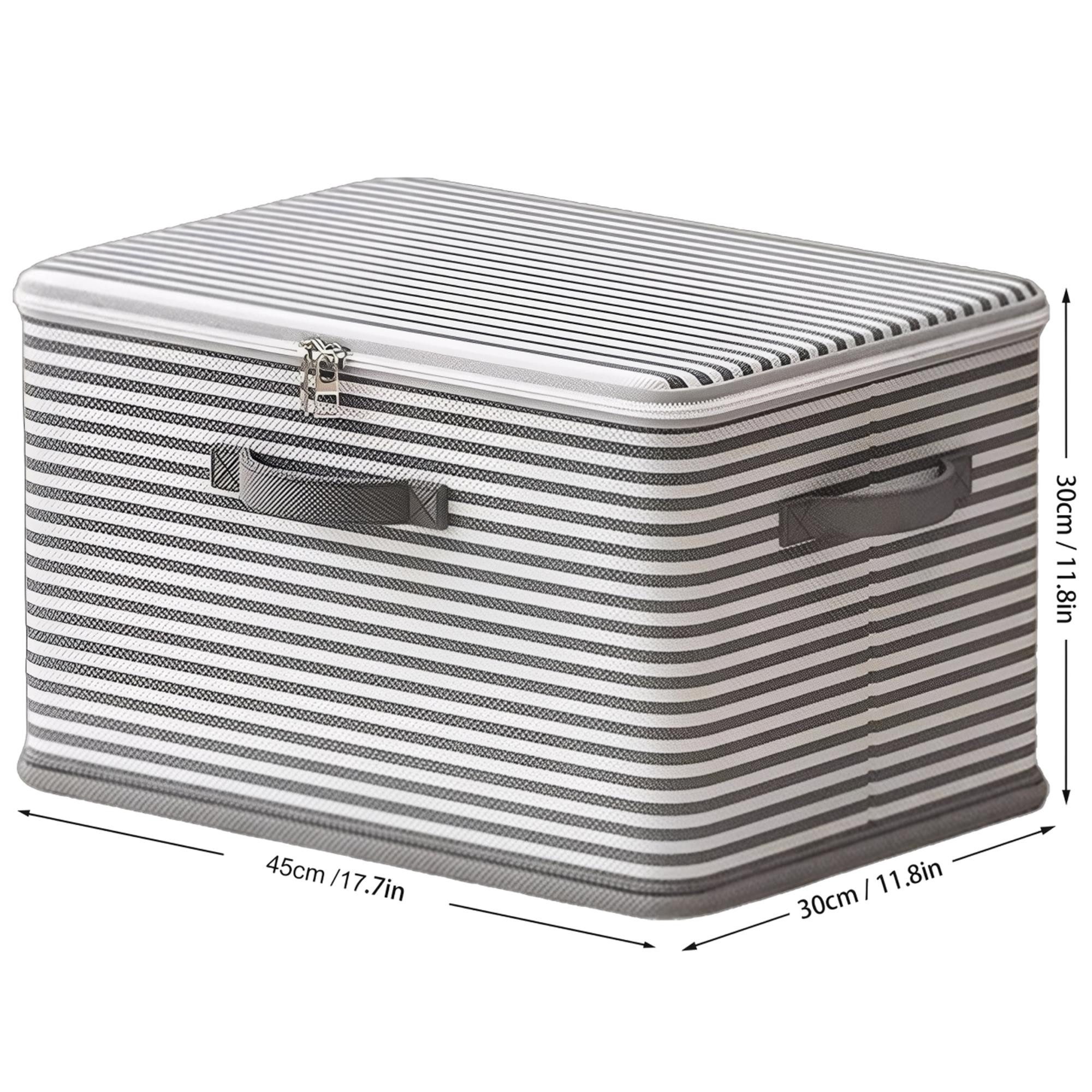 Fyrove Aufbewahrungsbox Faltbare 45x30x30 cm, mit Deckel & 3 Griffen, Stoffbox (für Kleidung & Decken)