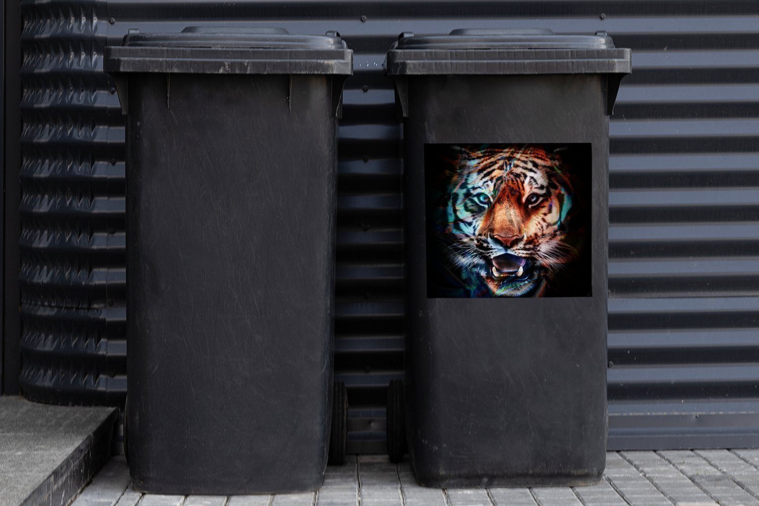 St), Container, Abfalbehälter MuchoWow (1 Mülleimer-aufkleber, Sticker, Tier Tiger Wandsticker Mülltonne, Farben - -
