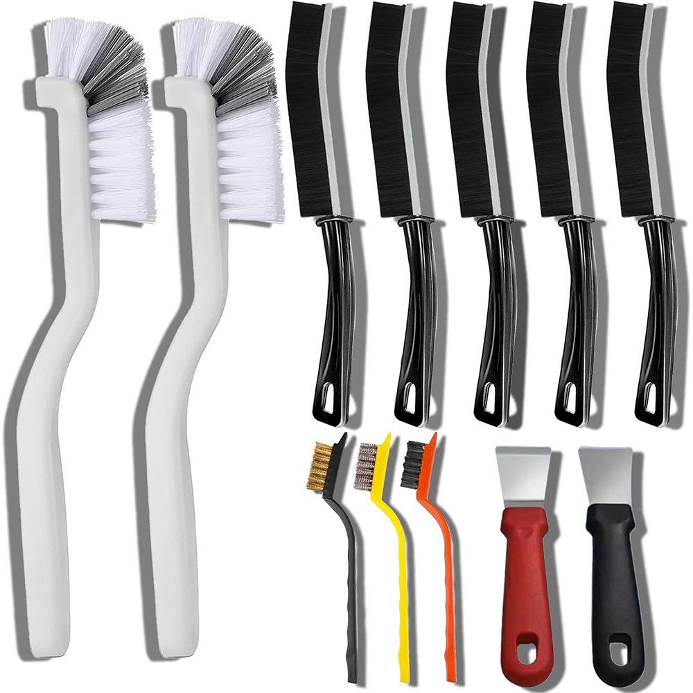 AFKSMILE Reinigungsbürste 12 Stück Hartborsten Eckenreinigungsbürste Set, Spaltreinigungsbürste, (12-tlg), Multifunktionale Reinigungsbürste, Fugendüse für Badezimmer, Fliesen