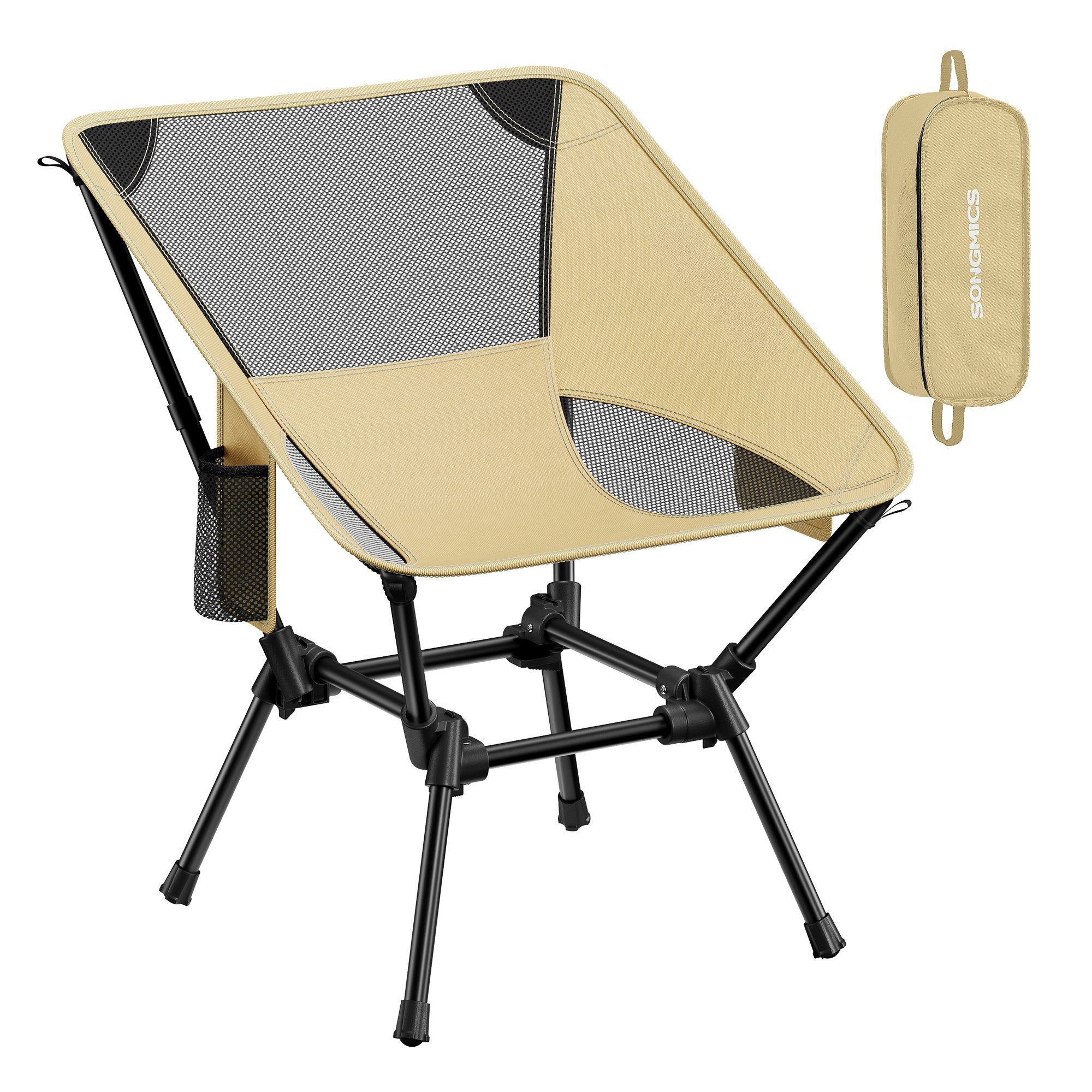 SONGMICS Campingstuhl Gartenstuhl, 1.65/1.85KG, bis 150KG belastbar, Klappstuhl, höhenverstellbar, Klappstuhl mit Stahlrahmen, 2 Aufbewahrungstaschen