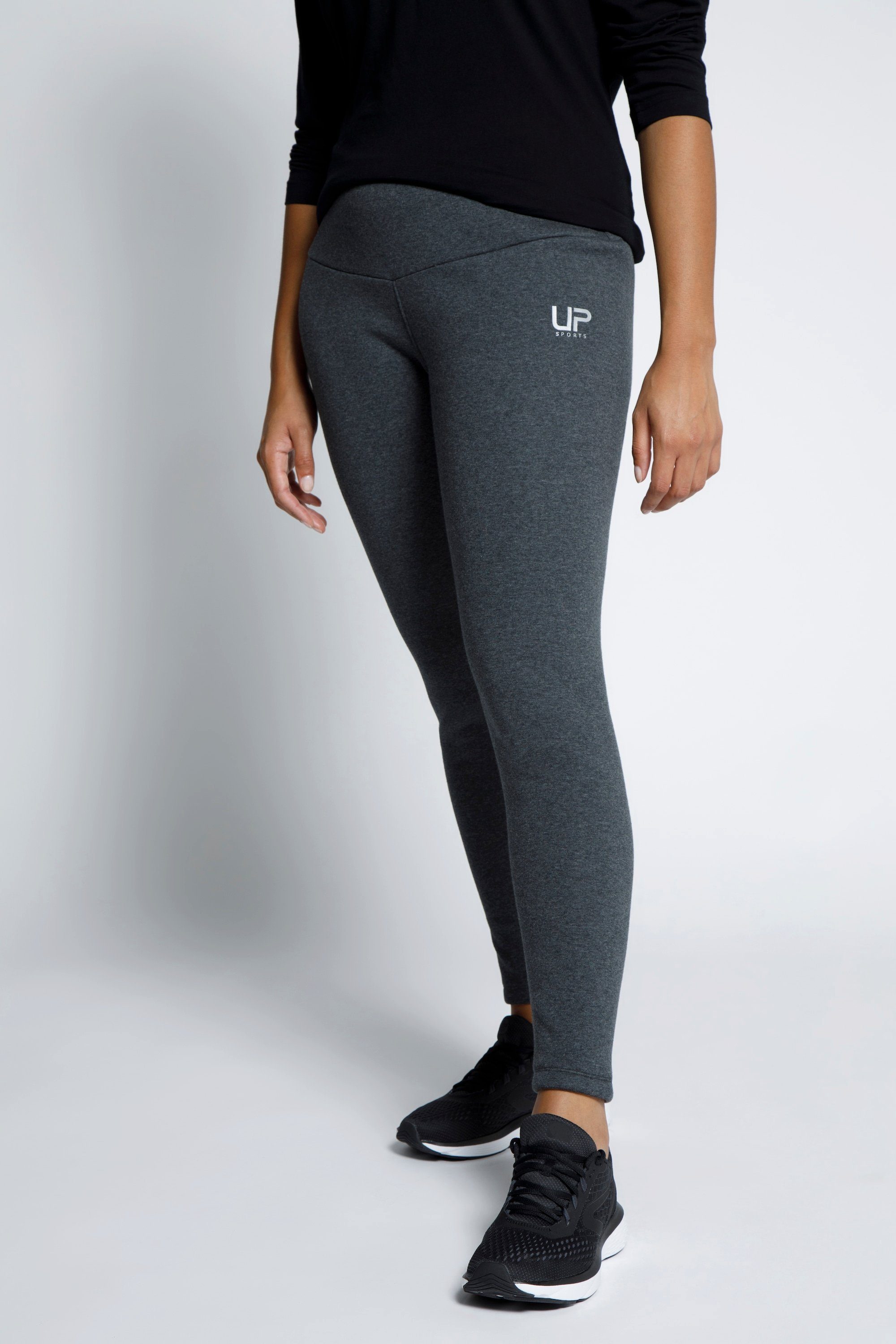 Ulla Popken Lederimitathose Leggings Webfellfutter extrawarm High Waist anthrazit melange