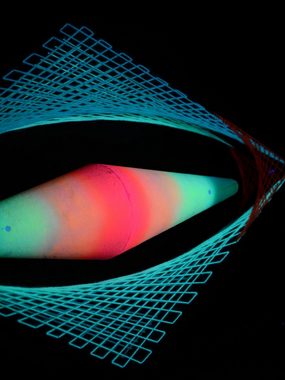 PSYWORK Dekoobjekt Schwarzlicht 2D StringArt Fadendeko Raute "Neon Cone", 85cm, UV-aktiv, leuchtet unter Schwarzlicht