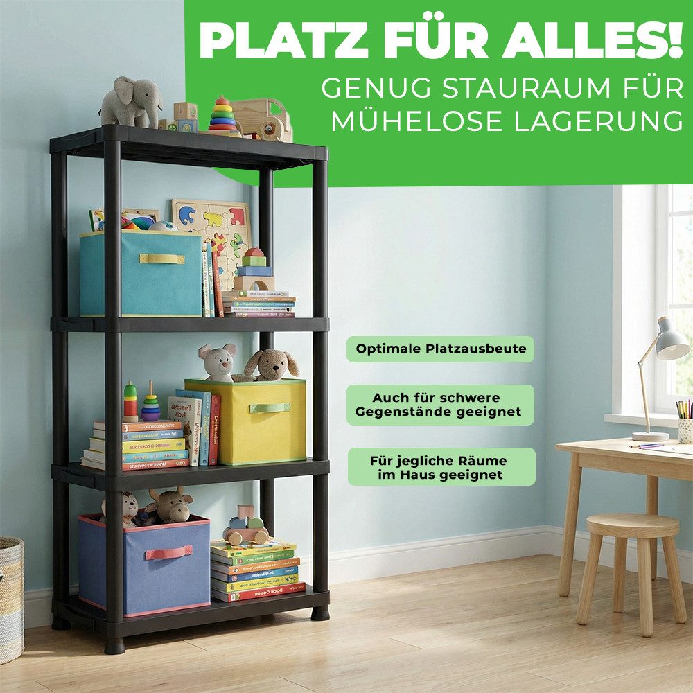 ONDIS24 Steckregal 2x Kunststoffregal, 60 x 30 x 131 (H) cm, 4 Böden, Schwerlastregal, bis zu 80 kg, Regal, Lagerregal - Doppelpack