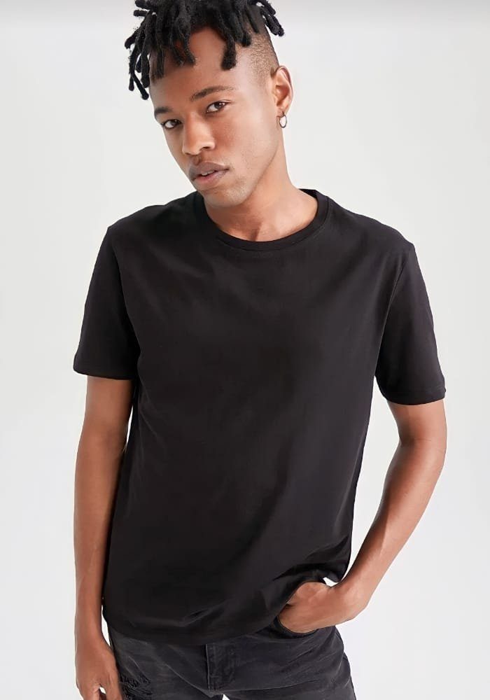 Modavitrini T-Shirt Herren Basic T-Shirt schwarz günstig online kaufen