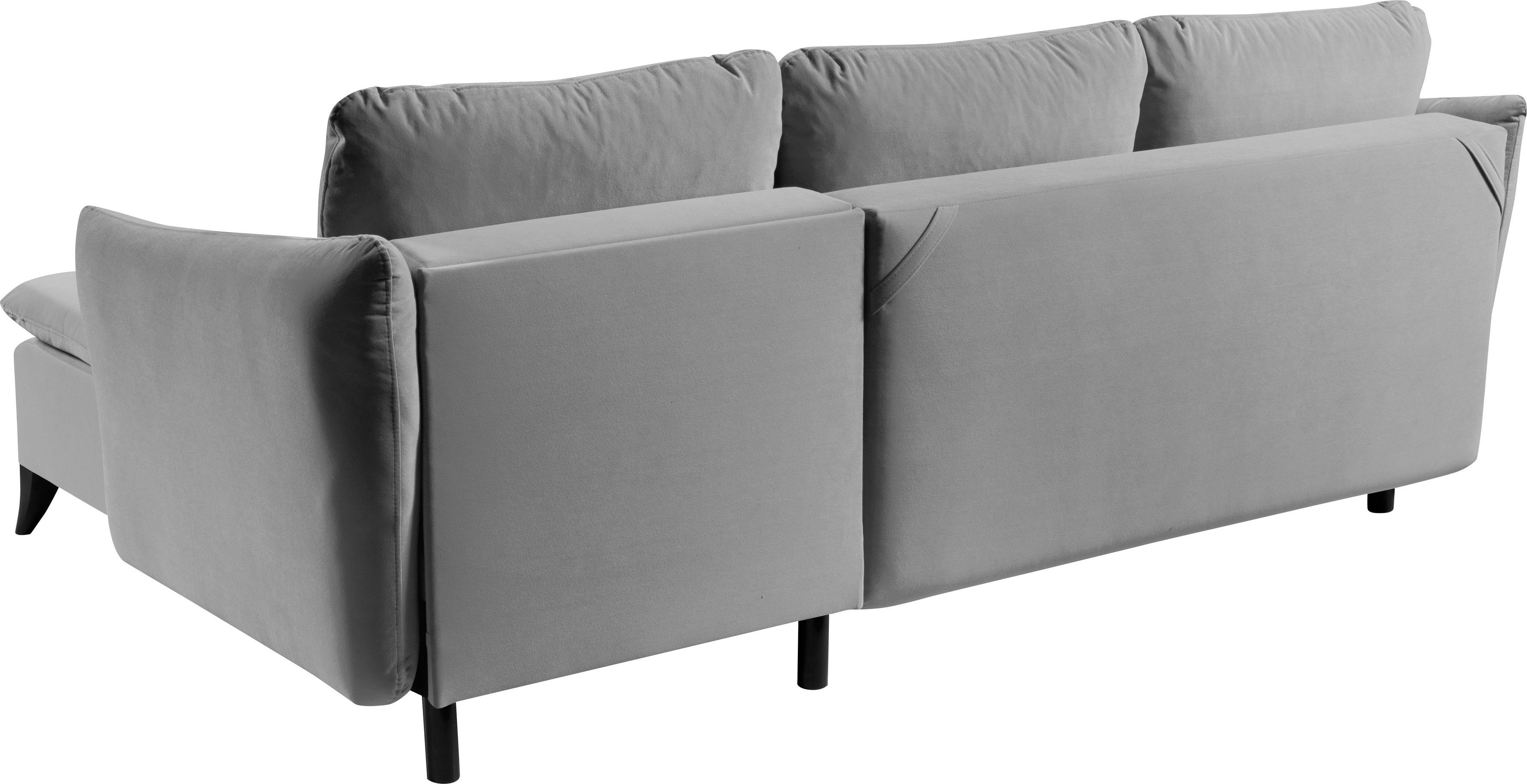 Moderne Eckcouch WERK2 Grau Sofa Schlaffunktion Vesuv, | mit Rückenkissen, Ecksofa mit Grau Grau | losen
