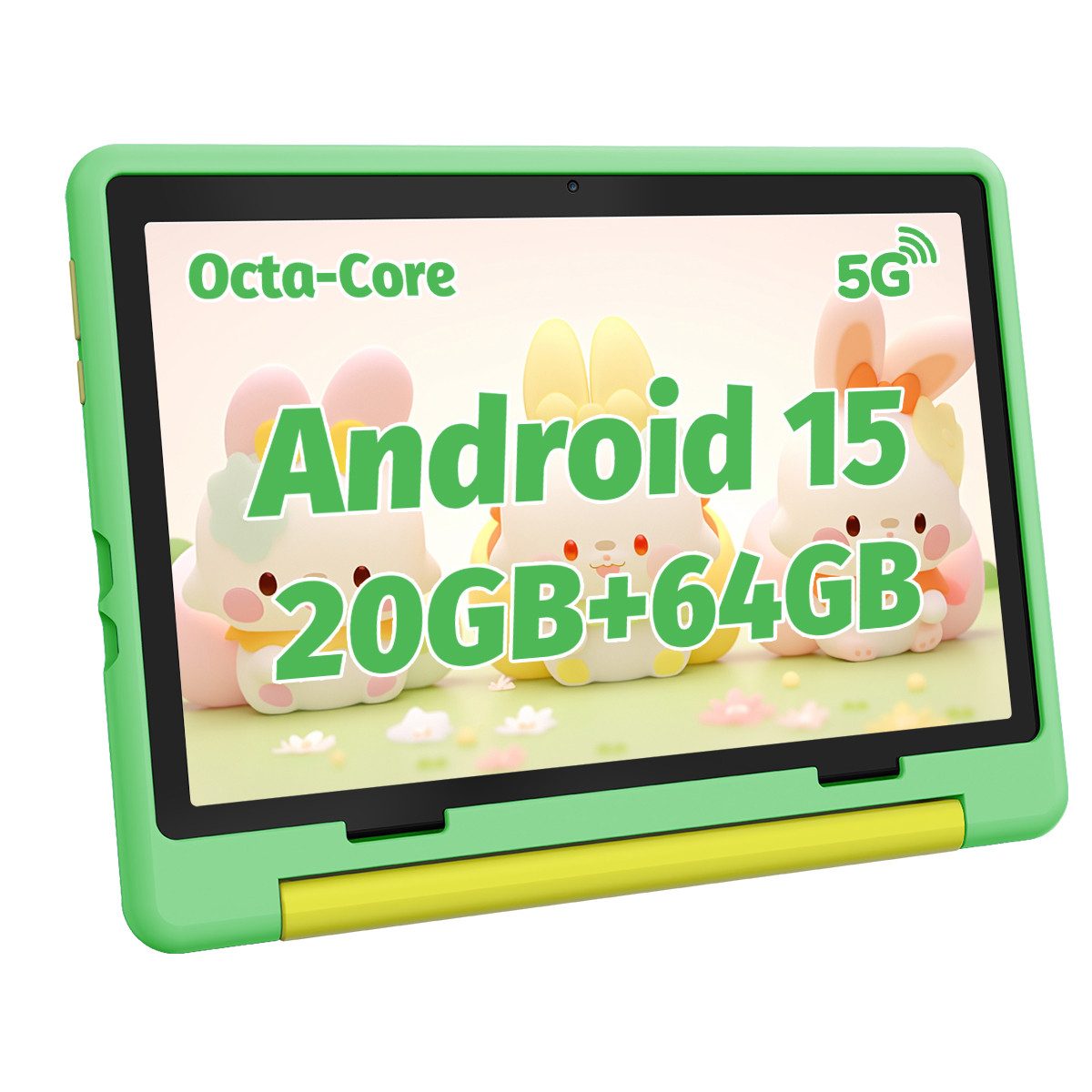 BUFO 10 Zoll 20(3+17)GB RAM+64GB ROM 1280x800 HD-Display Android15 Kinder Tablet (10,1", 64 GB, Android 15, WIFI, Anti-Blaulicht, Vorinstallierte Kinder Lernsoftware, Robustes Design)