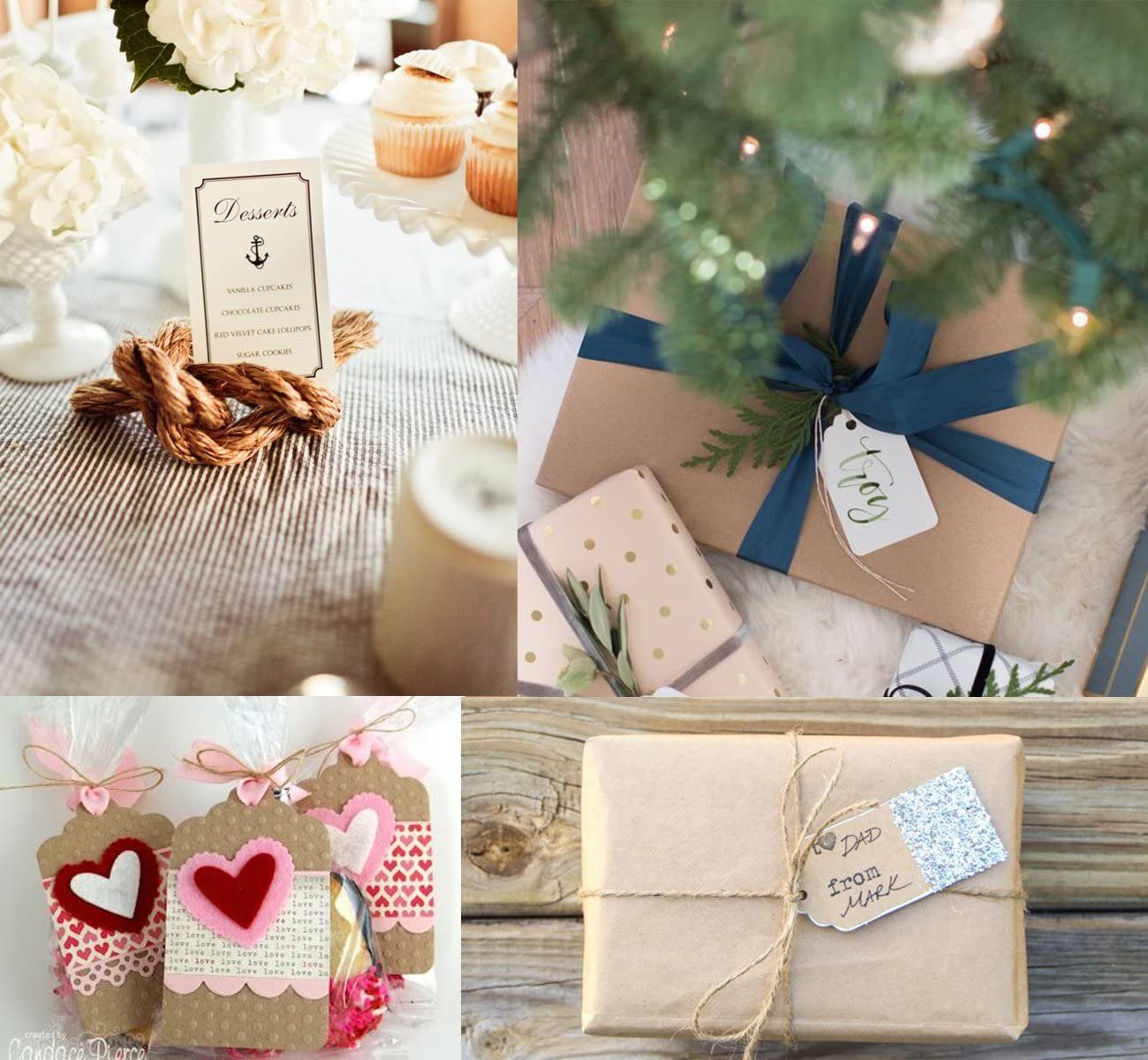 beige+weiß Kraftpapier, 200 Hochzeit Taufe Kraftpapier Gastgeschenke für Geschenkanhänger Stück Party Hochzeitsdeko Homewit DIY