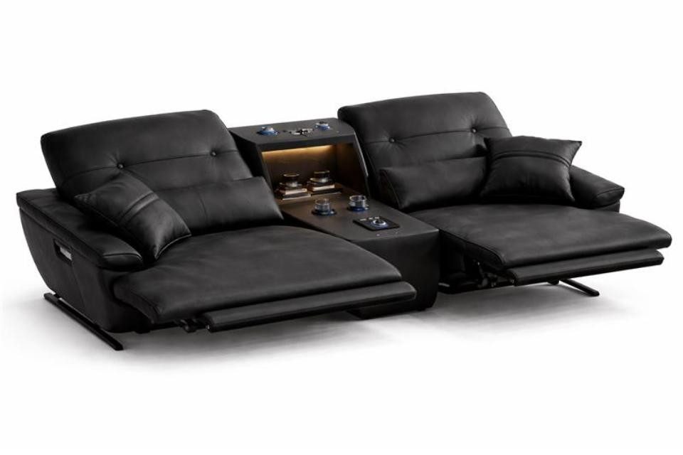 JVmoebel 2-Sitzer Relax Sofa mit Lautsprechern und LED-Beleuchtung aus Leder, Made in Europa