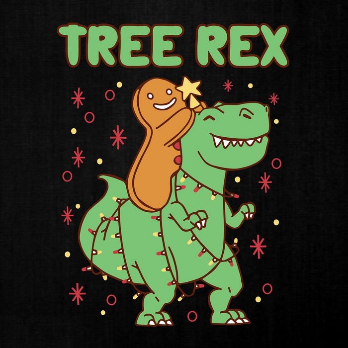 Quattro Formatee Kurzarmshirt Tree Rex Weihnachten T-Rex Dinosaurier Lebkuchen (1-tlg)