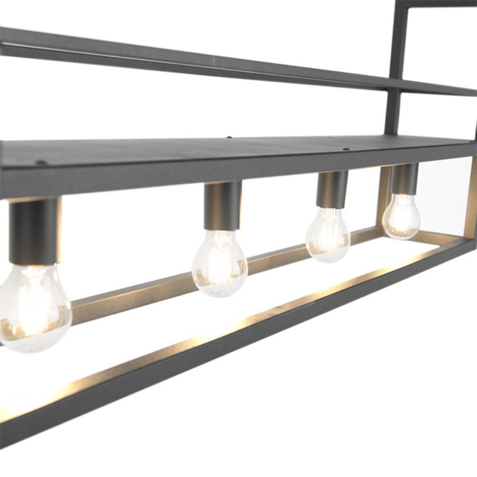 Qazqa Pendelleuchte Cage rack, ohne Leuchtmittel, Warmweiß, QAZQA Hängeleuchte, e27, Schwarz, Stahl, Industrie