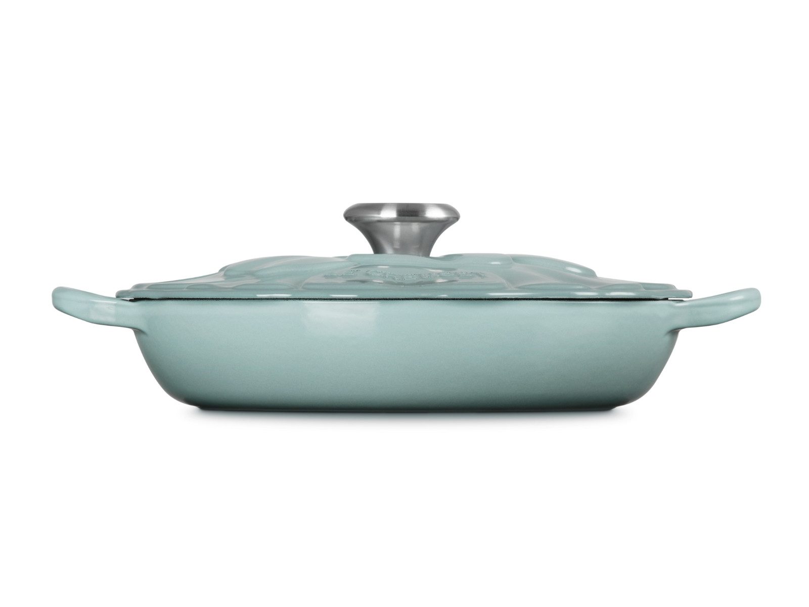 LE CREUSET Kochtopf Signature Gourmet-Profitopf Blume sea salt 26cm, Emailliertes Gusseisen