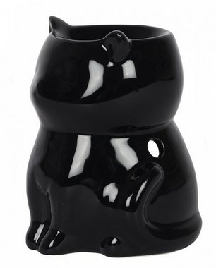 Horror-Shop Kerzenständer Schwarze Katze Teelichthalter für Duftöl
