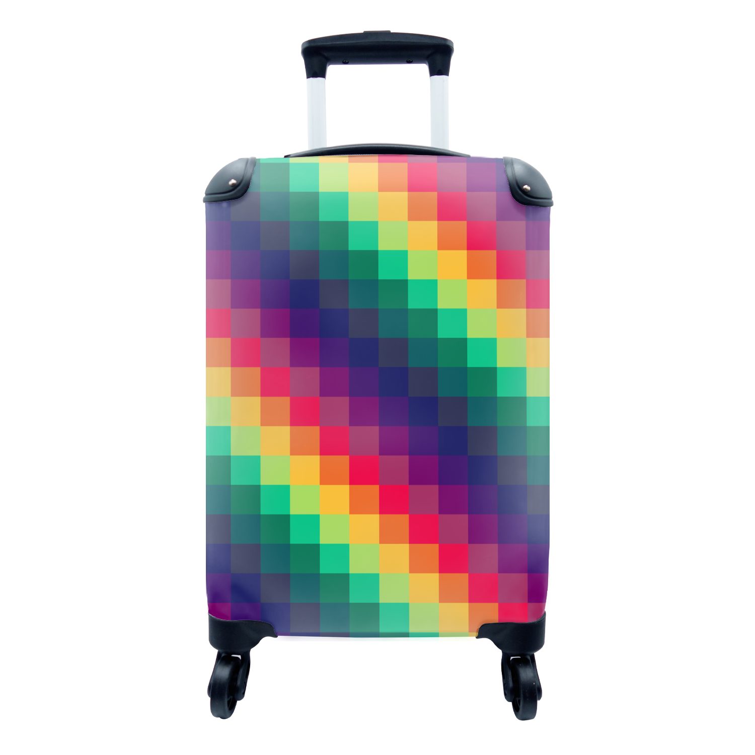 MuchoWow Handgepäckkoffer Regenbogen - Muster - Pixel, 4 Rollen, Reisetasche mit rollen, Handgepäck für Ferien, Trolley, Reisekoffer