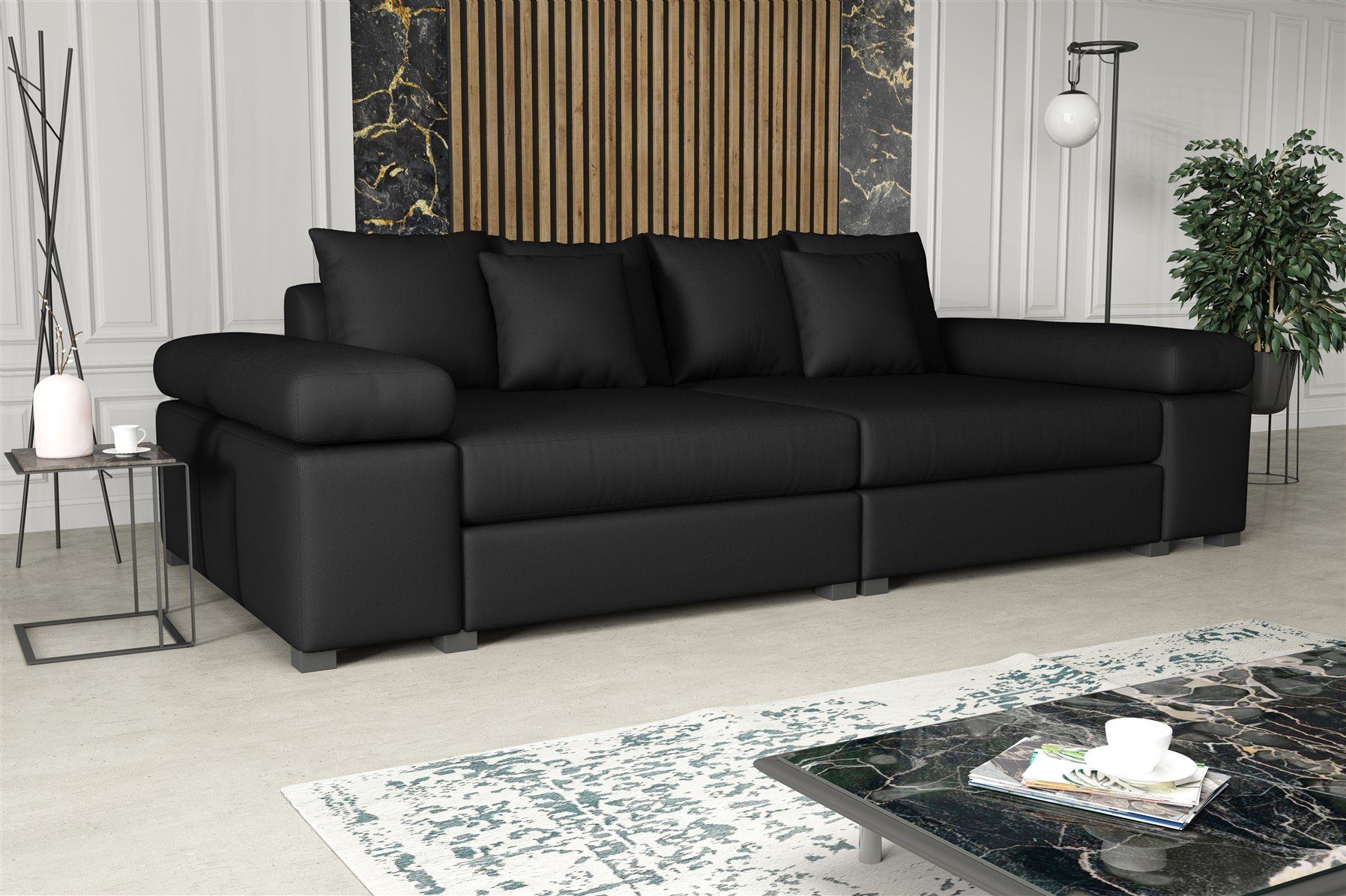 Fun Möbel o. Megasofa PORTER Stoff Couchgarnitur Big-Sofa Big Sofa Zierkissen Kunstleder, in inkl