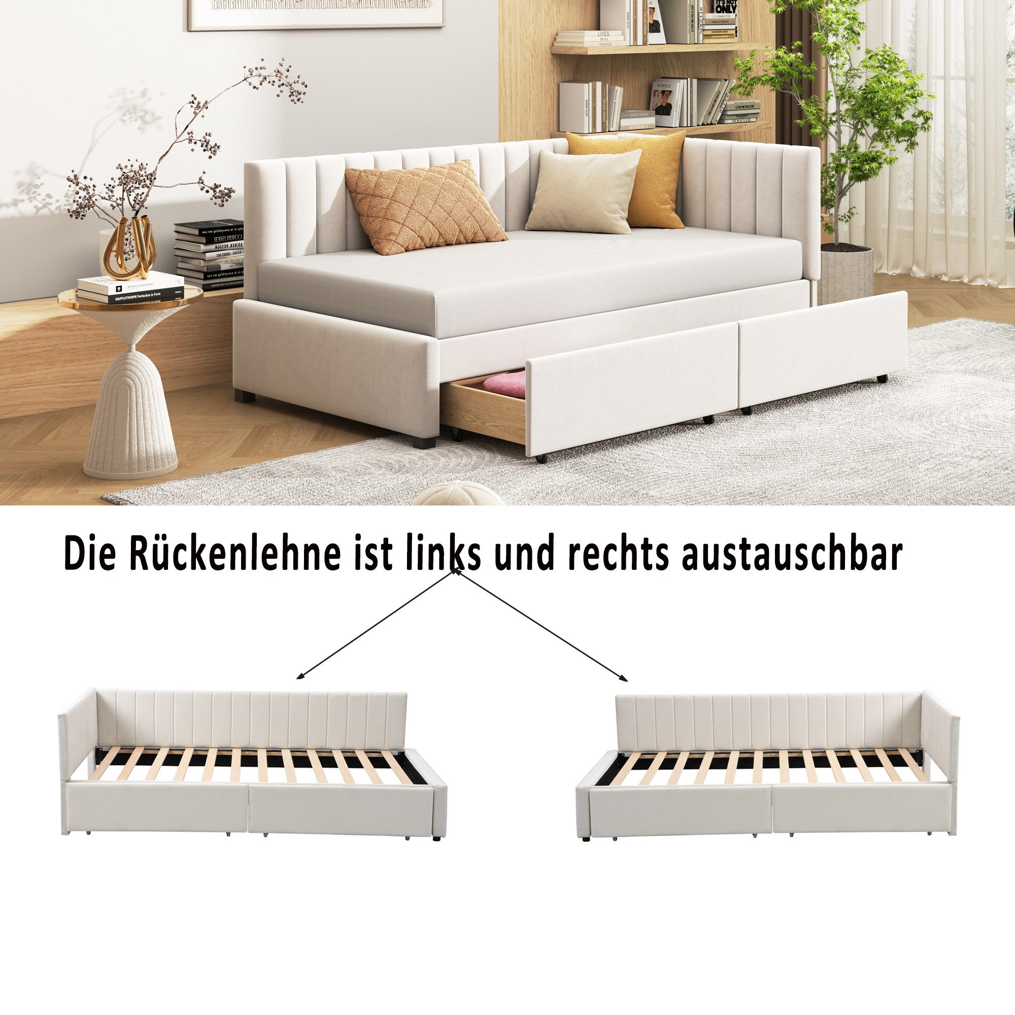 REDOM Polsterbett Daybett Tagesbett Schlafsofa (90x200 günstig online kaufen