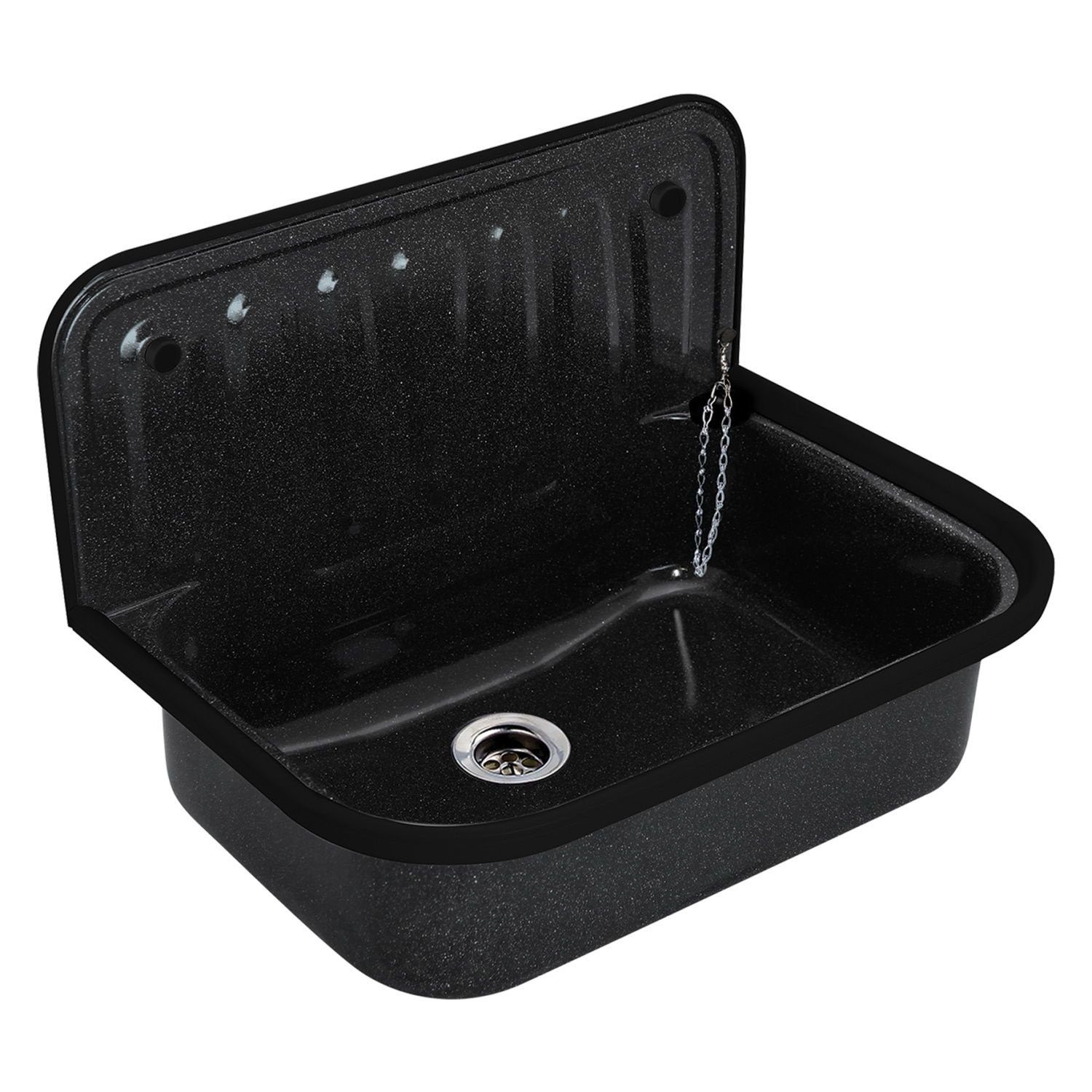 Tuganna Waschbecken Granit Optik, Stahl Ausgussbecken emailliert ca. 51x33x günstig online kaufen
