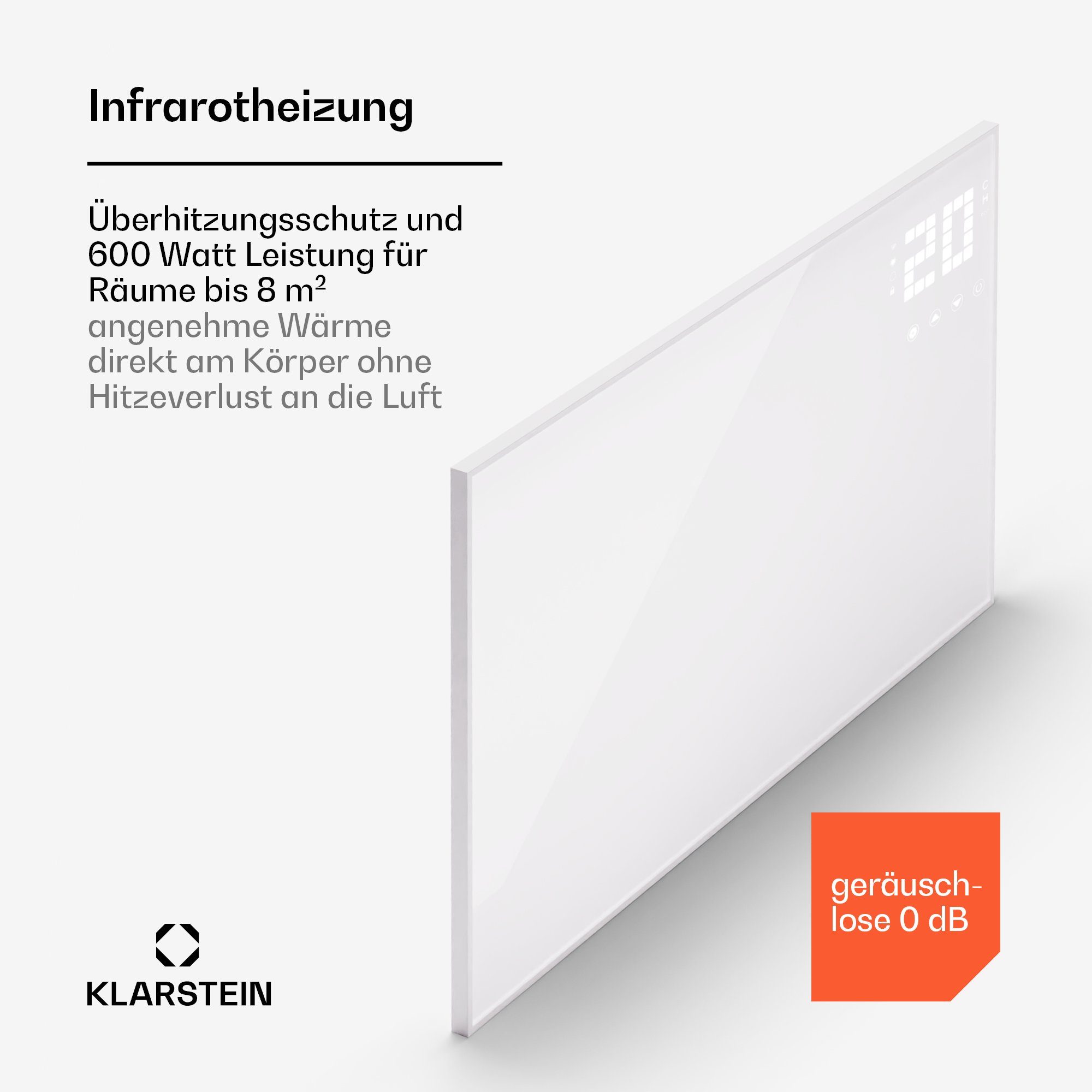 Klarstein Bornholm, mit Wonderwall Heizung Smart elektrischer Infrarot Thermostat Wärmestrahlung Heizkörper