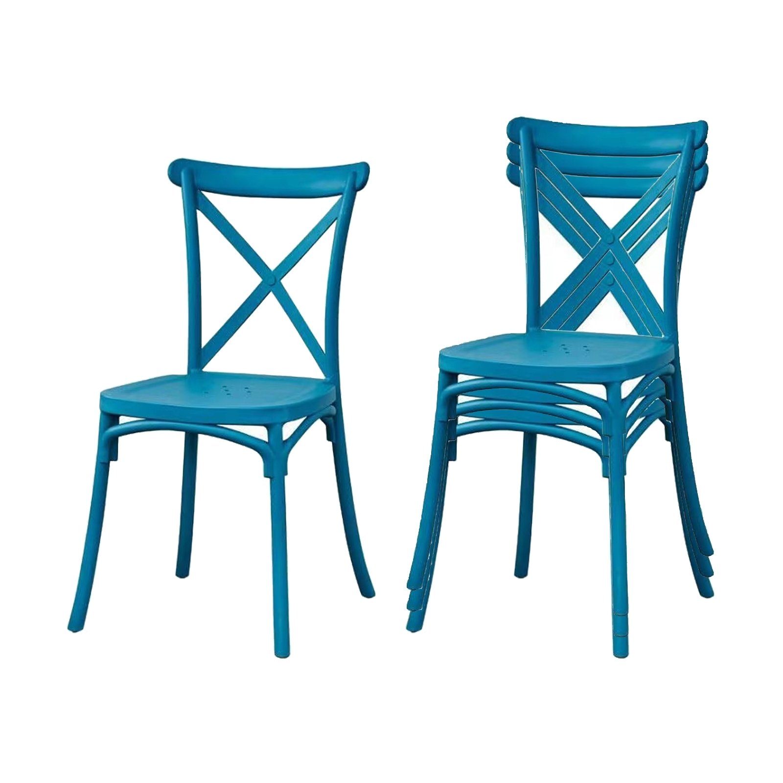 HTI-Living Stapelstuhl Stuhl Bryne 4er-Set (Set, 4 St), Stapelstuhl Kunststoffstuhl Bistrostuhl Esszimmerstuhl Blau