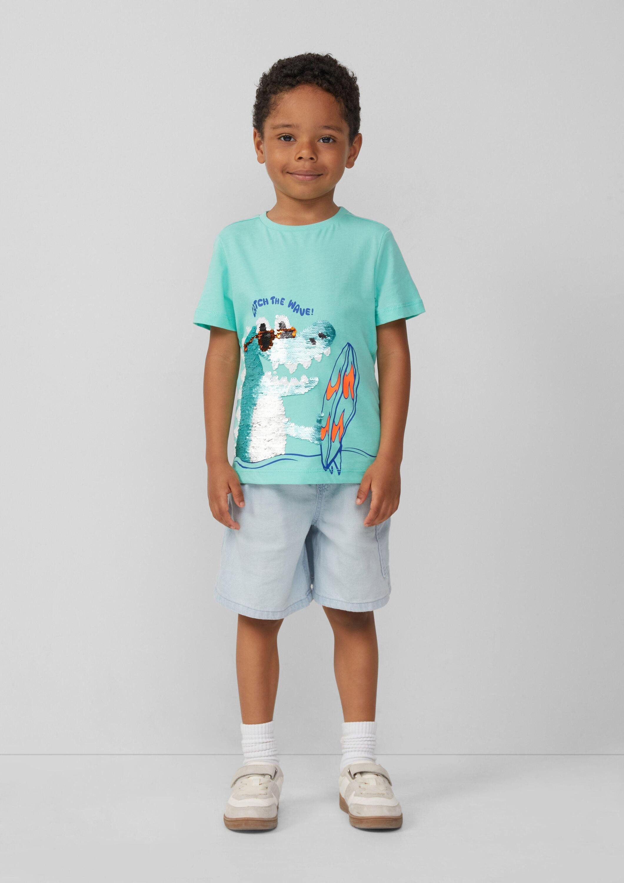s.Oliver Kurzarmshirt T-Shirt Jersey-T-Shirt mit Wendepailletten