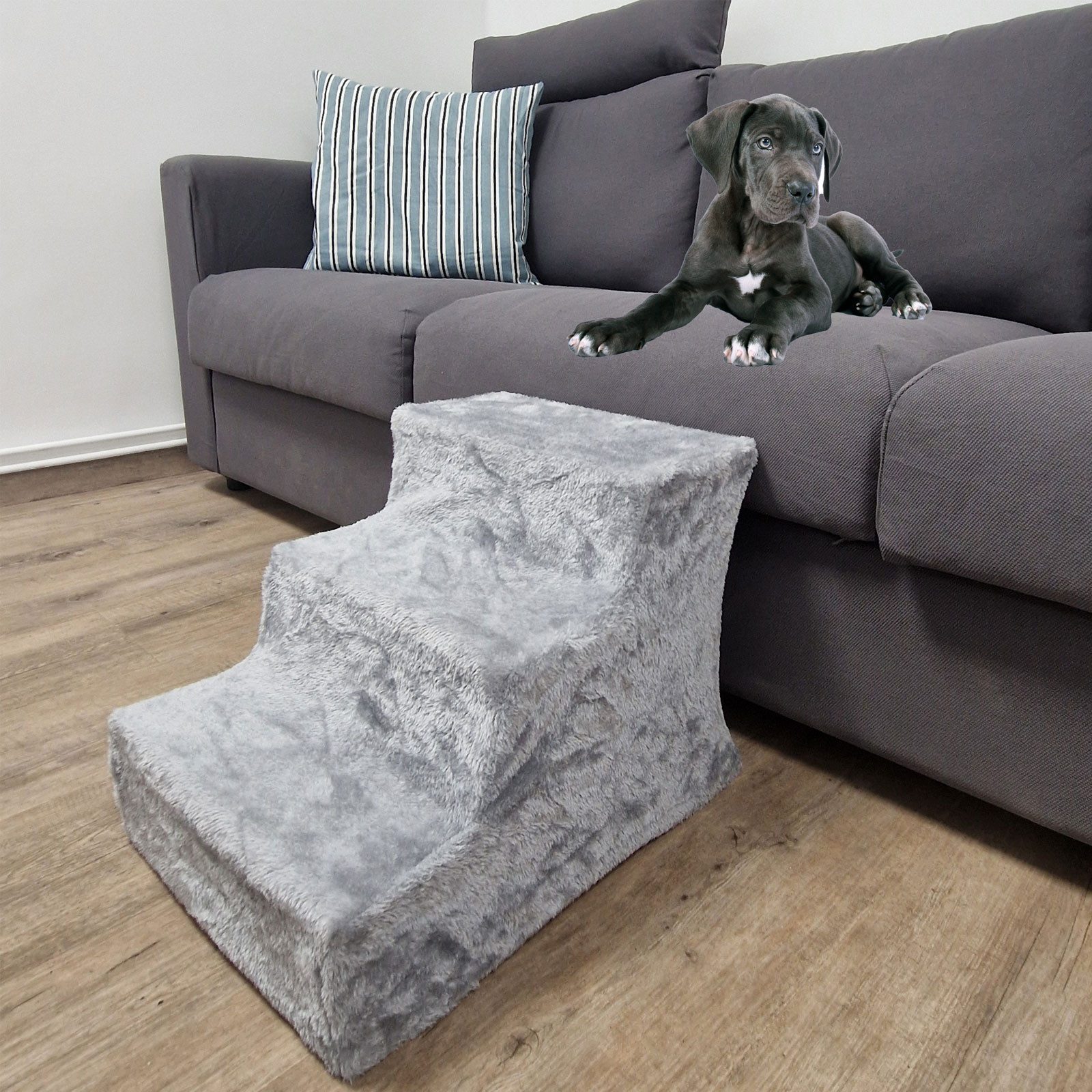 TRUTZHOLM Haustiertreppe Tiertreppe 3 Stufen 46x36x35 cm 75 kg Tragkraft Hu günstig online kaufen