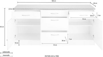 wiho Küchen Unterschrank Kiel 180 cm breit