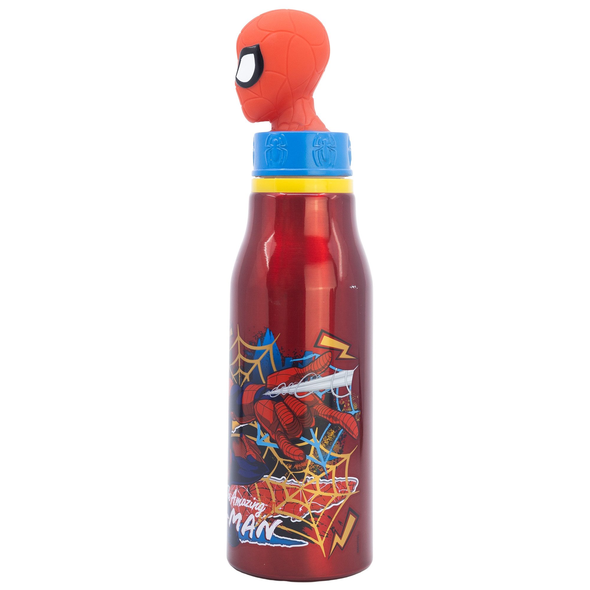 MARVEL Trinkflasche Marvel Spiderman 3D Kopf Aluminium Wasserflasche Flasche 690 ml