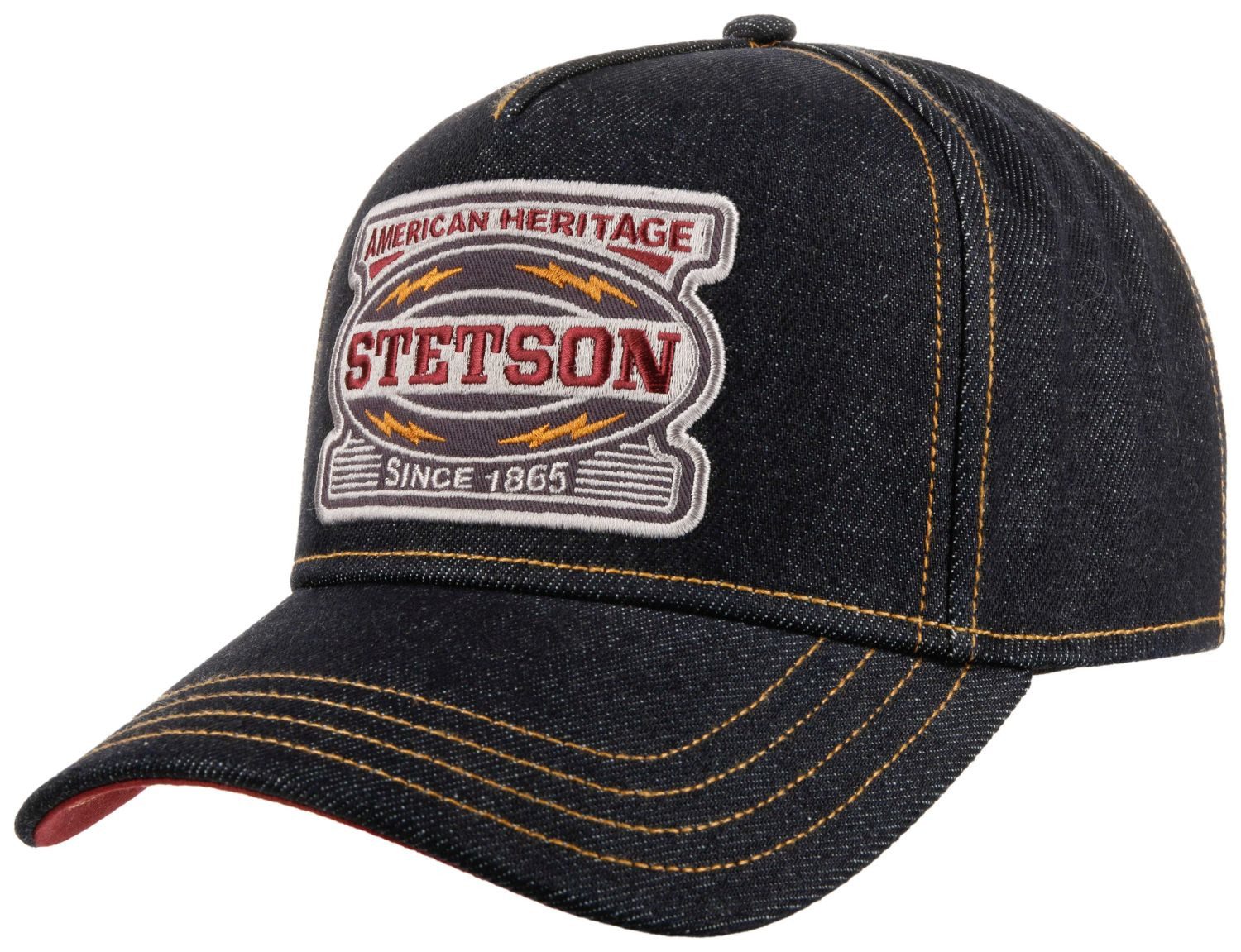 Stetson Baseball Cap Snapback Cap "Lightning" mit gebogenem Schild aus 100% Baumwolle