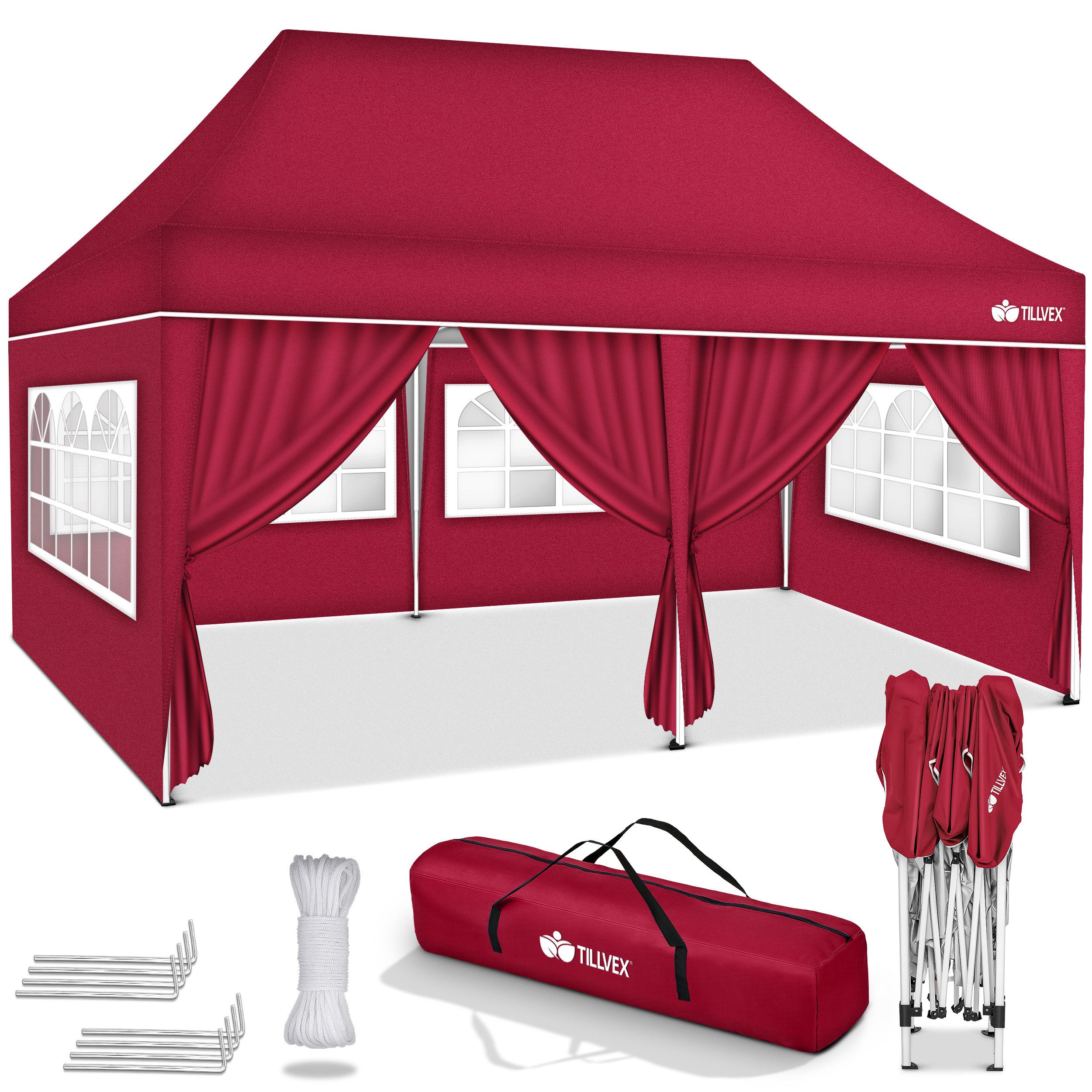 tillvex Partyzelt tillvex® Pavillon 3x6m Wasserdicht Gartenzelt Faltpavillo günstig online kaufen